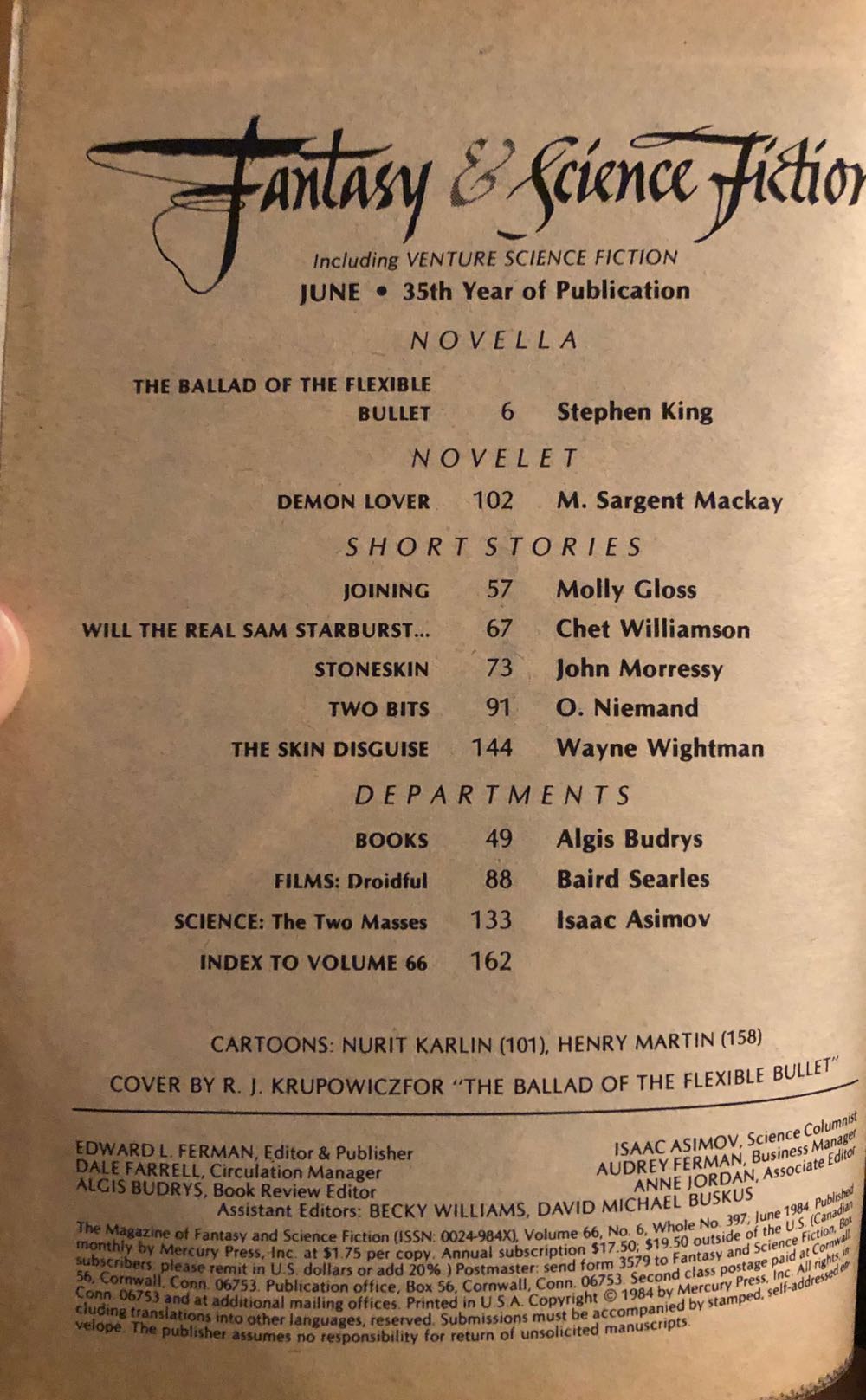 The Magazine Of Fantasy & Science Fiction  (June) magazine collectible [Barcode 07165800005606] - Main Image 3