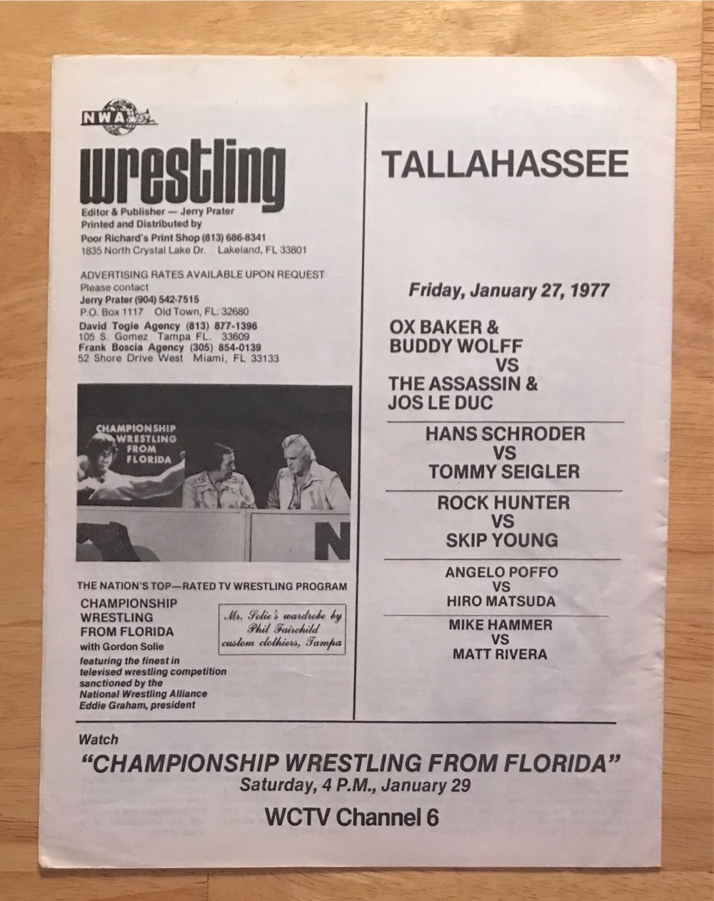 NWA Championship Wrestling from Florida 01/27/1977 (January) magazine collectible - Main Image 2