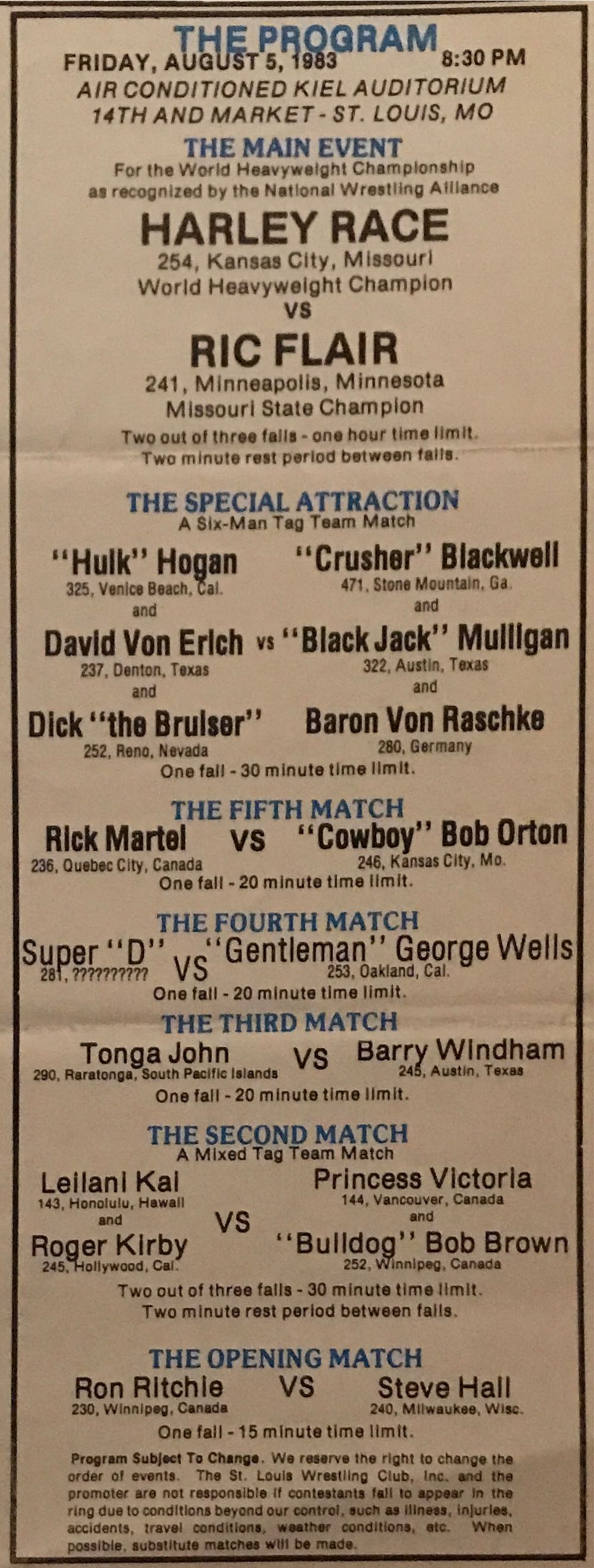 St. Louis Wrestling Club 10/30/1976  (October) magazine collectible - Main Image 2