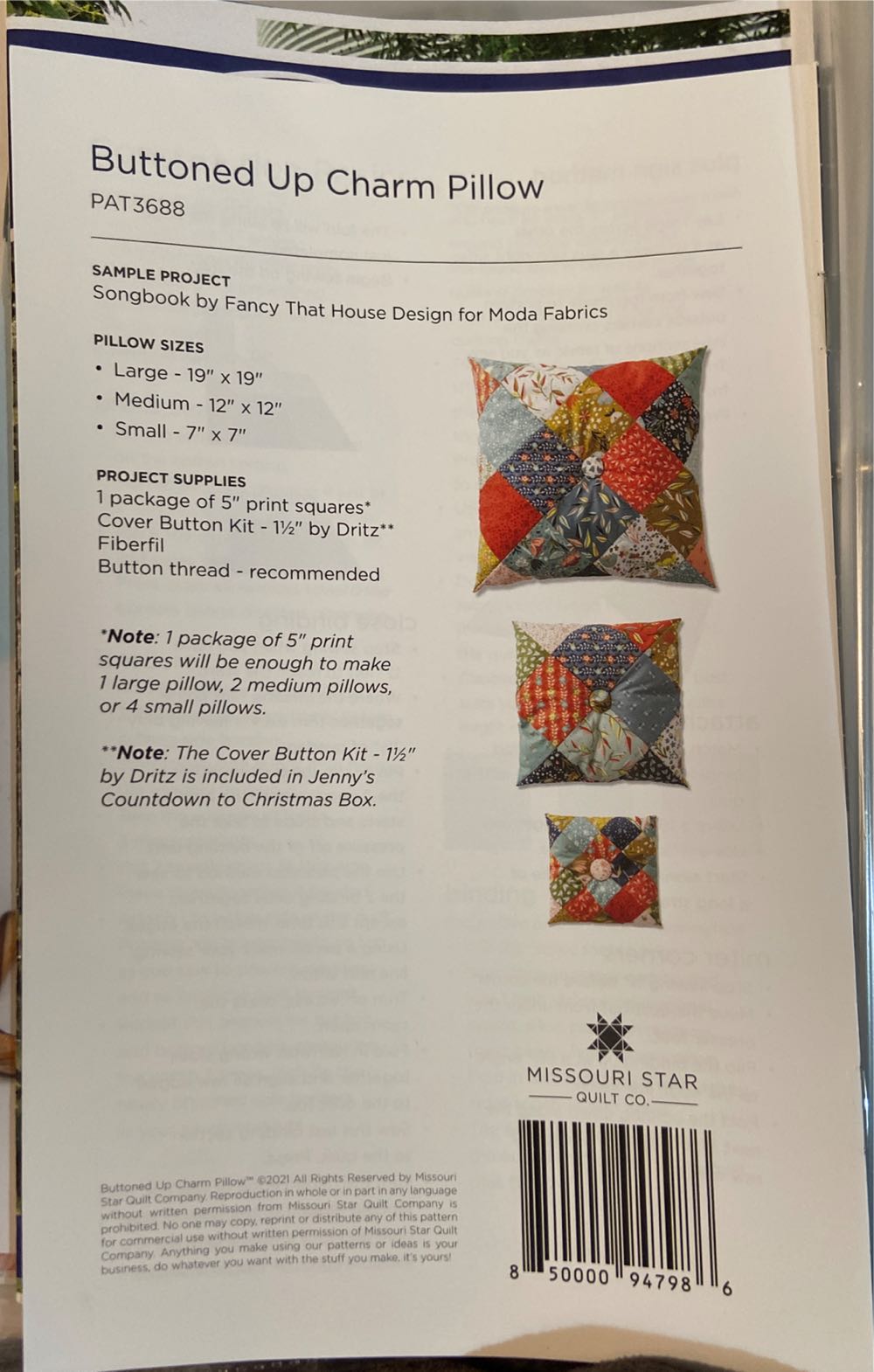 Buttoned Up Charm Pillow  magazine collectible - Main Image 2