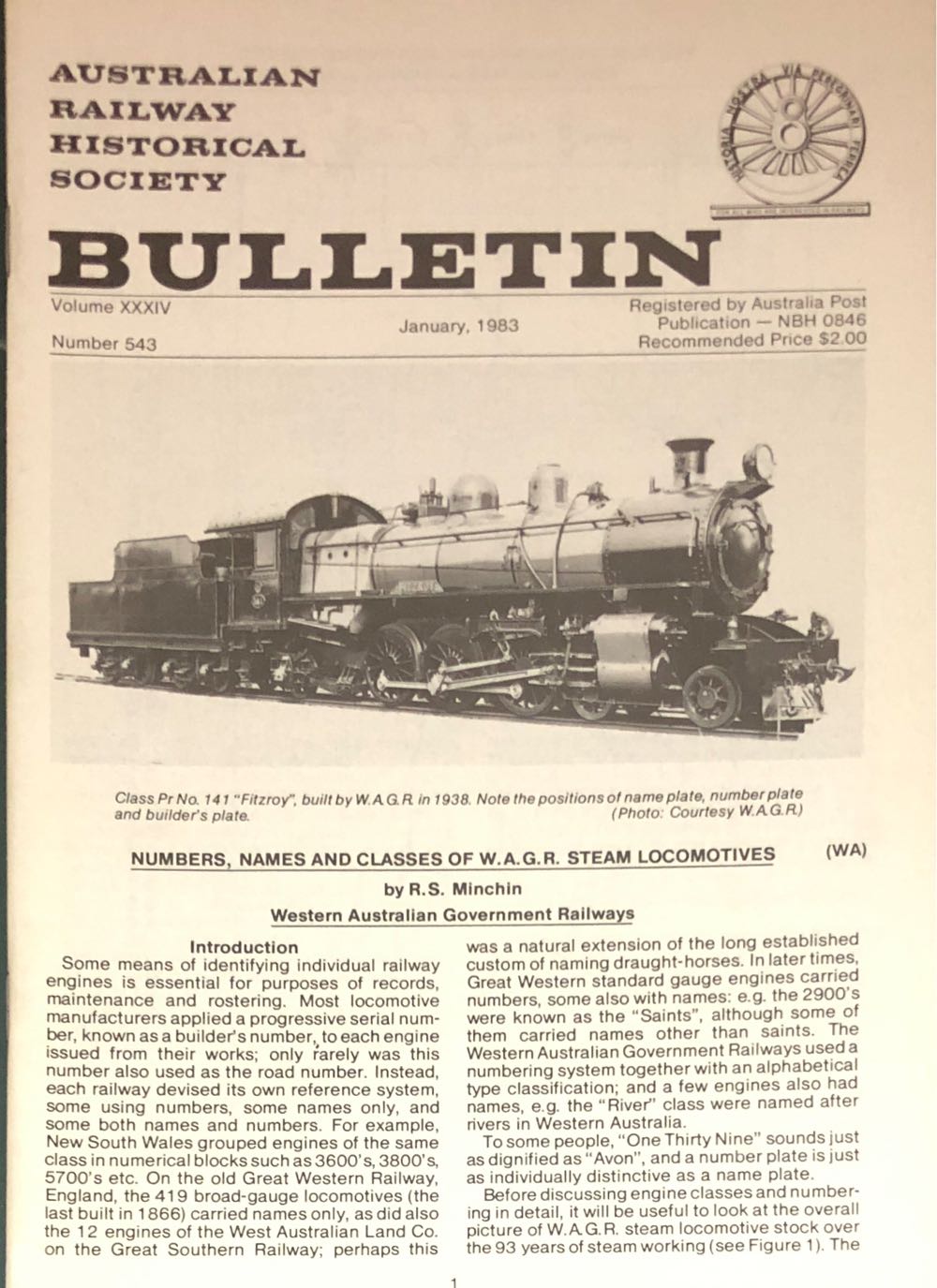 ARHS Bulletin  (January) magazine collectible - Main Image 1