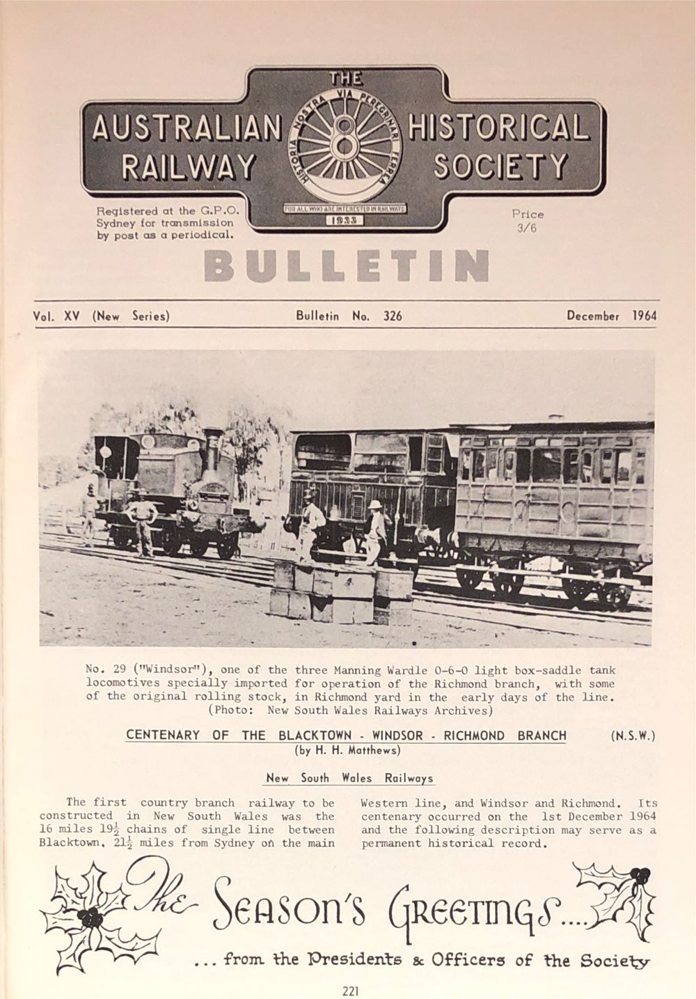 ARHS Bulletin  (December) magazine collectible - Main Image 1