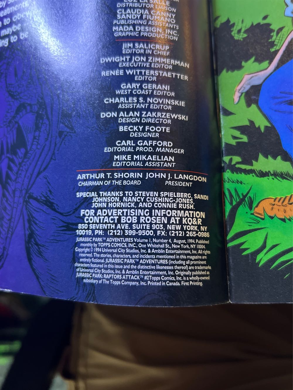 Jurassic Park Adventure - 4 - Topps Comics  (August) magazine collectible [Barcode 07189647425104] - Main Image 2