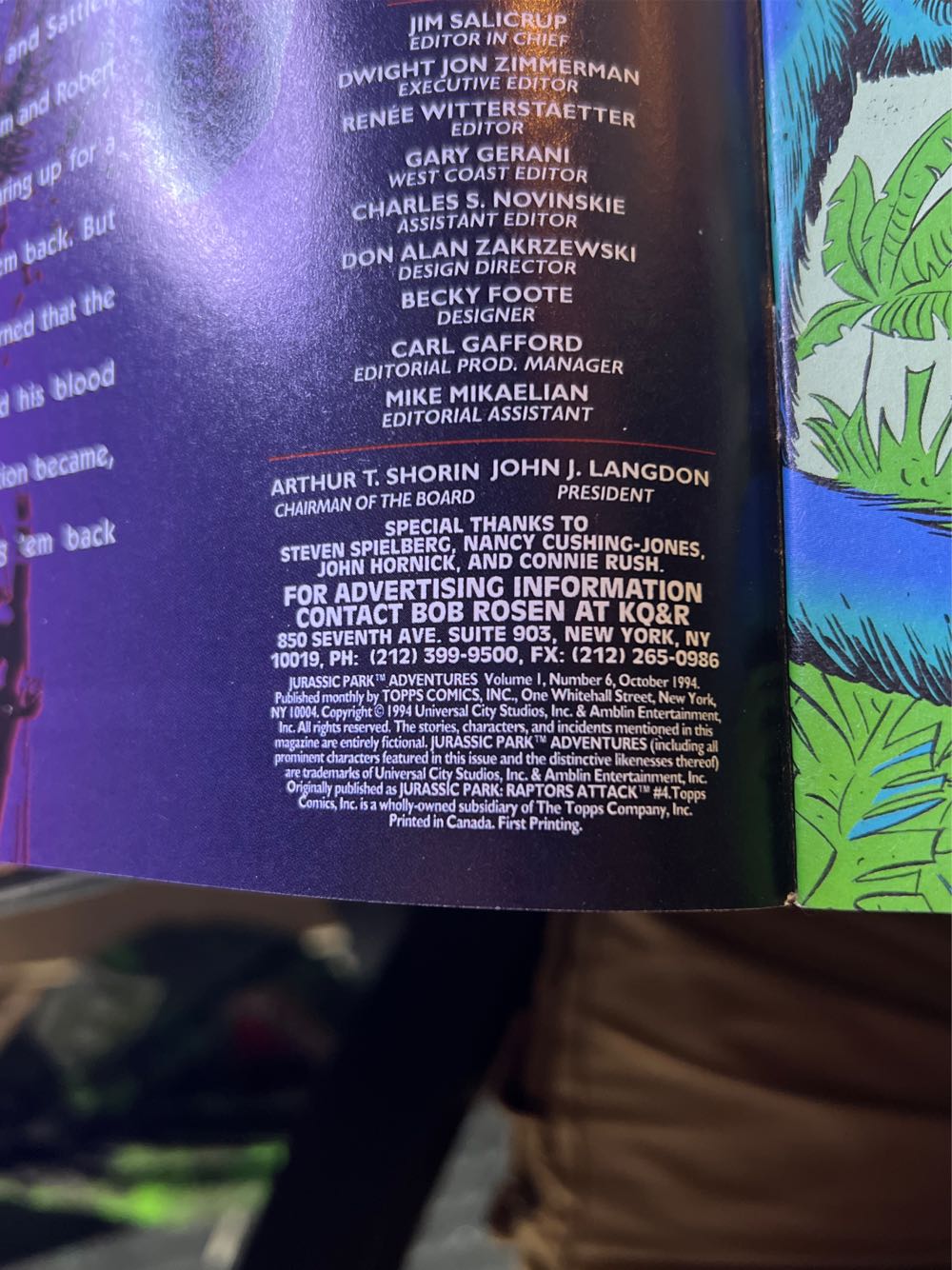 Jurassic Park Adventures - 6 - Topps Comics  (October) magazine collectible [Barcode 07189647425106] - Main Image 2