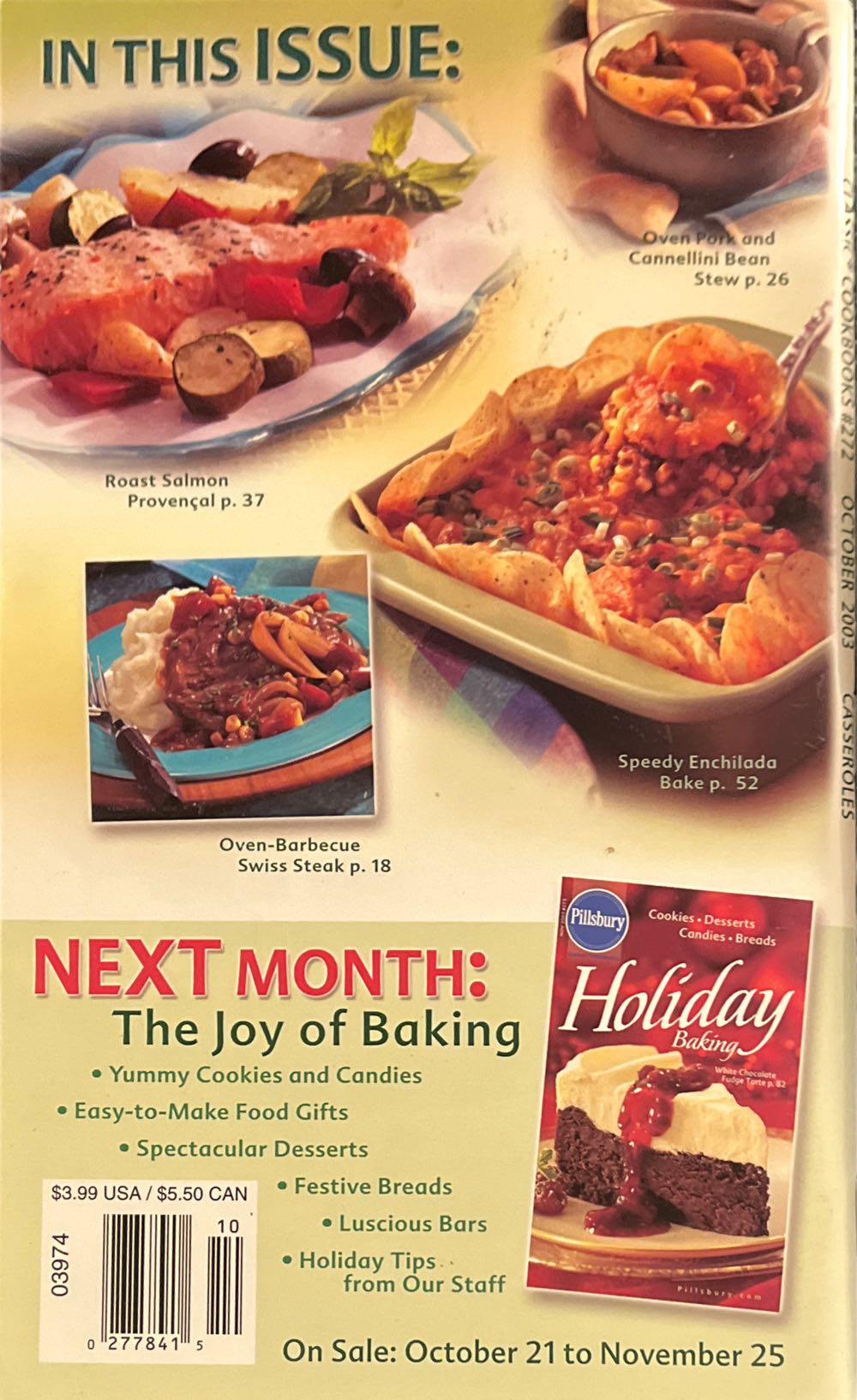 Pillsbury Classic Cookbooks Casseroles  (October) magazine collectible [Barcode 02710000784510] - Main Image 2