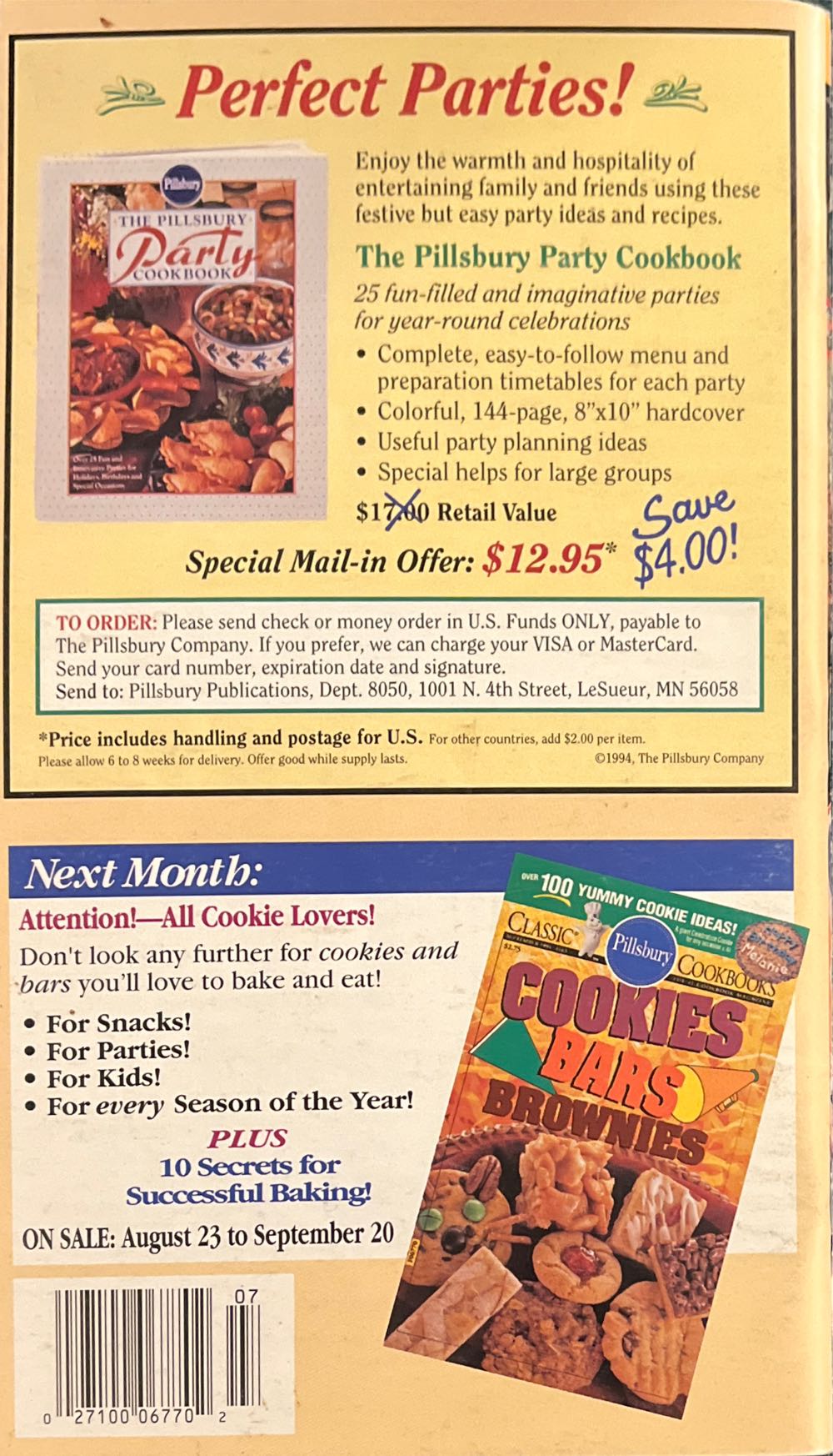 Pillsbury Classic Cookbooks Chicken, Beef, & Pork  (August) magazine collectible [Barcode 02710006770207] - Main Image 2