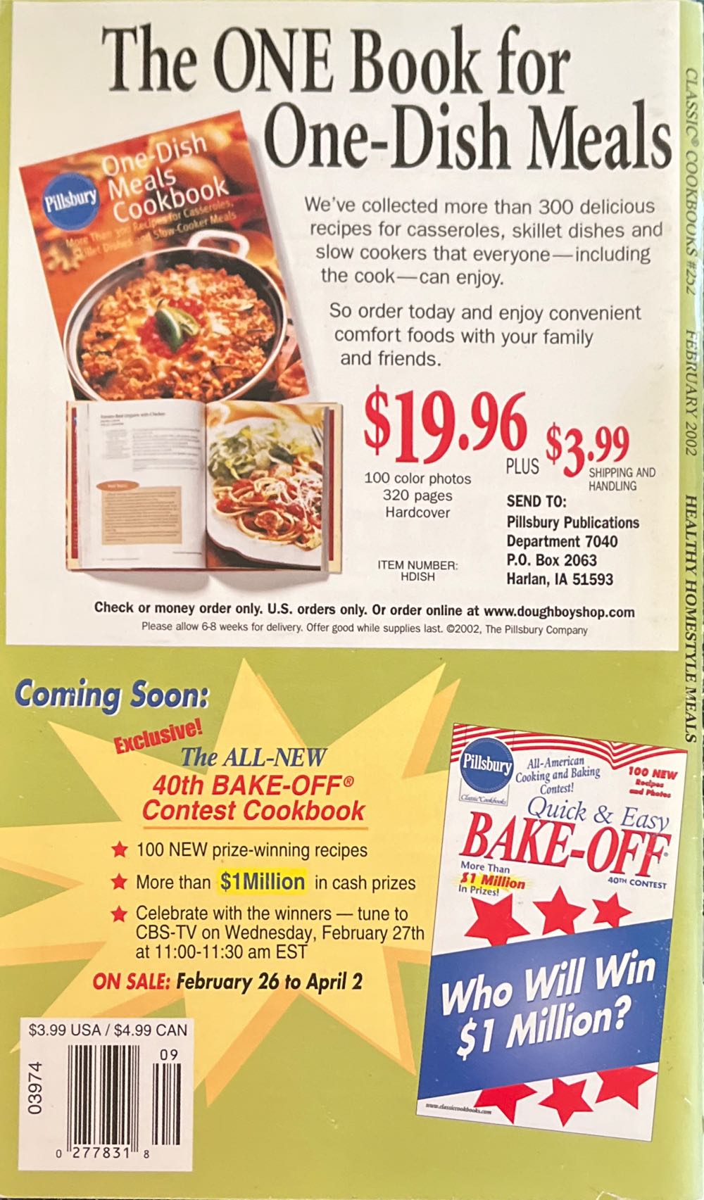 Pillsbury Classic Cookbooks Healthy Homestyle Meals  (February) magazine collectible [Barcode 02710000783809] - Main Image 2
