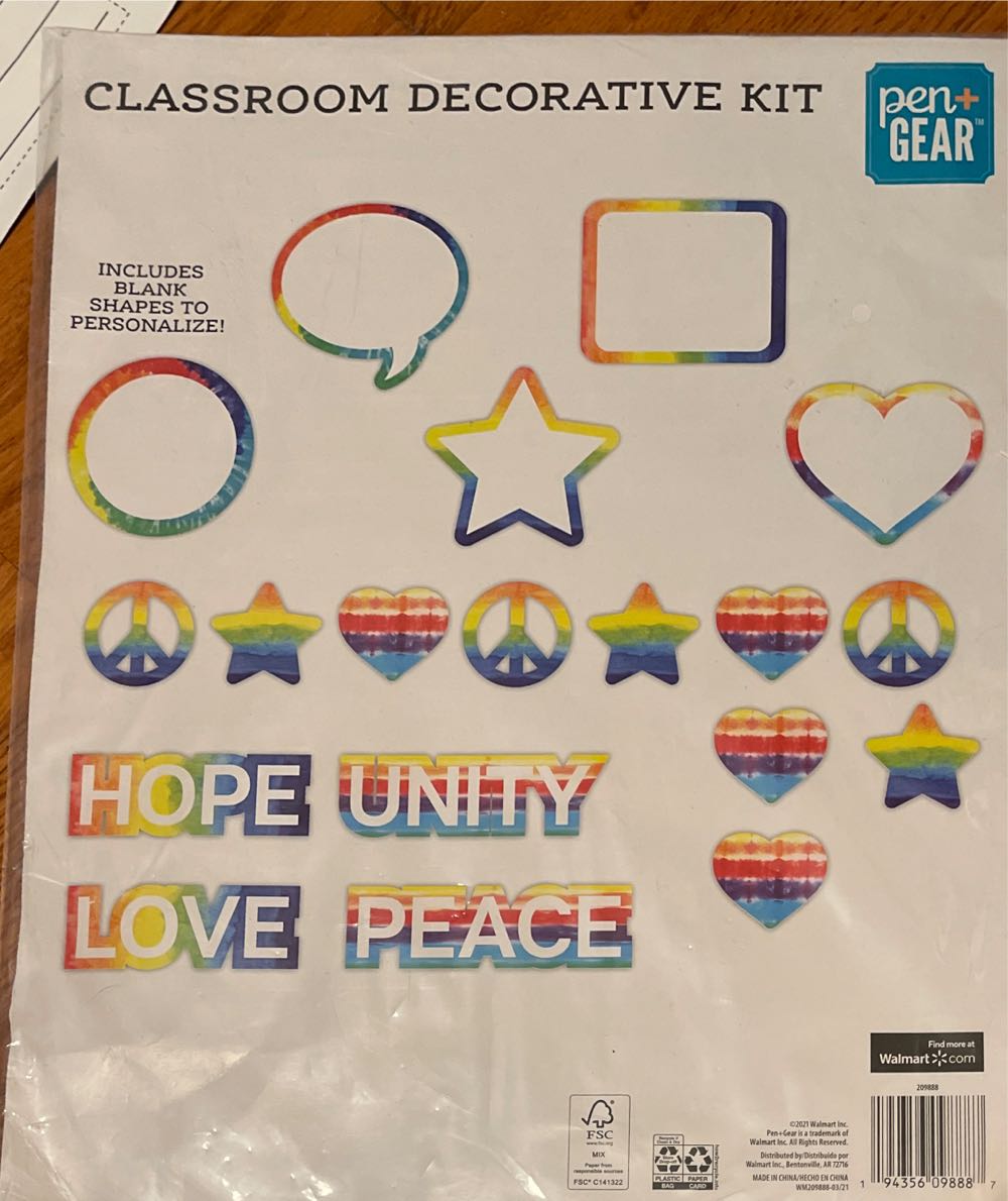 Classroom Bulletin Board Decorative 19 Pcs. Set Tie Dye Brand New! Pen Gear  magazine collectible [Barcode 194356098887] - Main Image 2