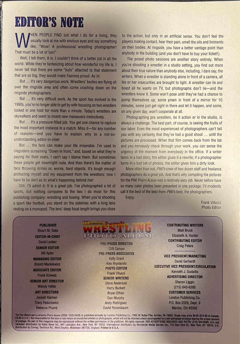 PWI Wrestling Photo Album  magazine collectible [Barcode 07224600388695] - Main Image 2