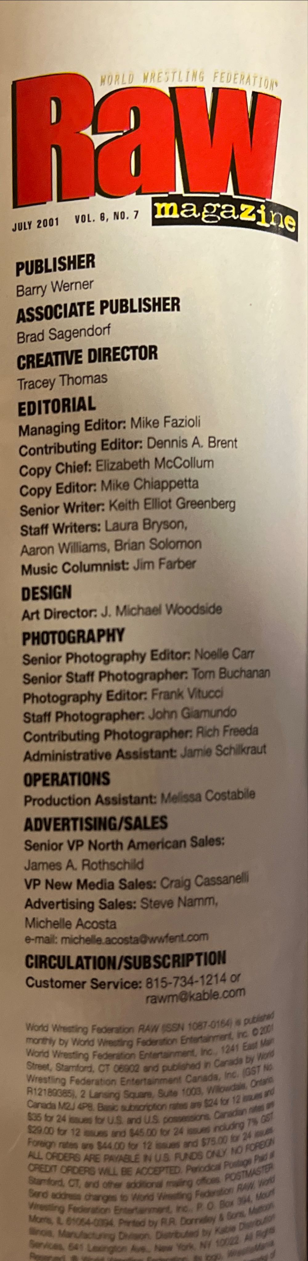 WWF Raw Magazine  (July) magazine collectible [Barcode 00912847483007] - Main Image 2