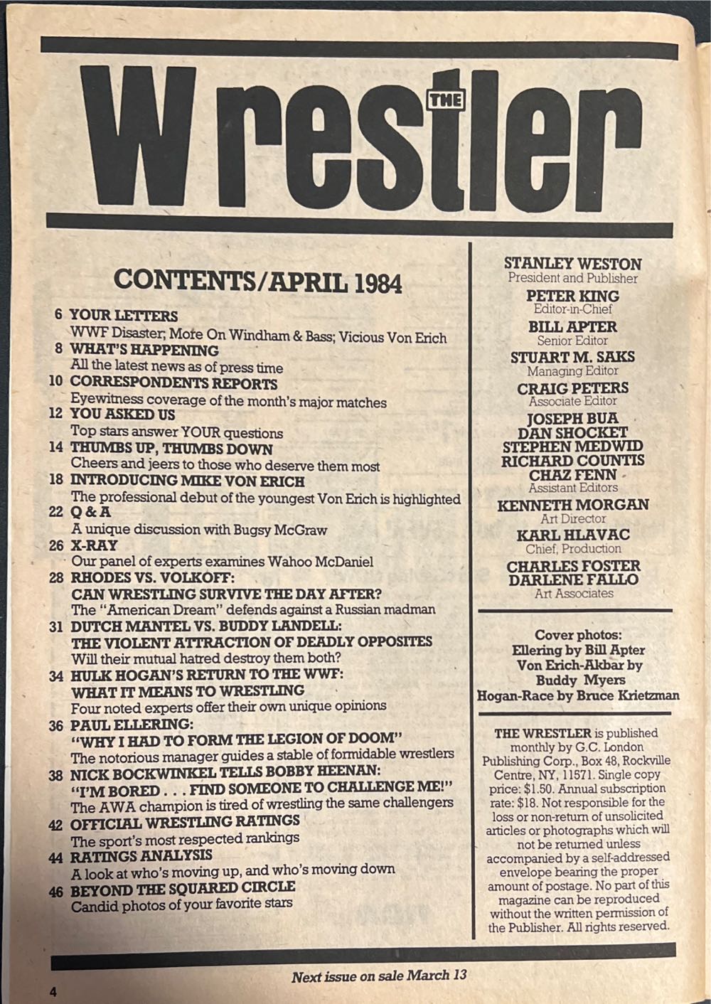 The Wrestler  (April) magazine collectible [Barcode 07189647951504] - Main Image 2