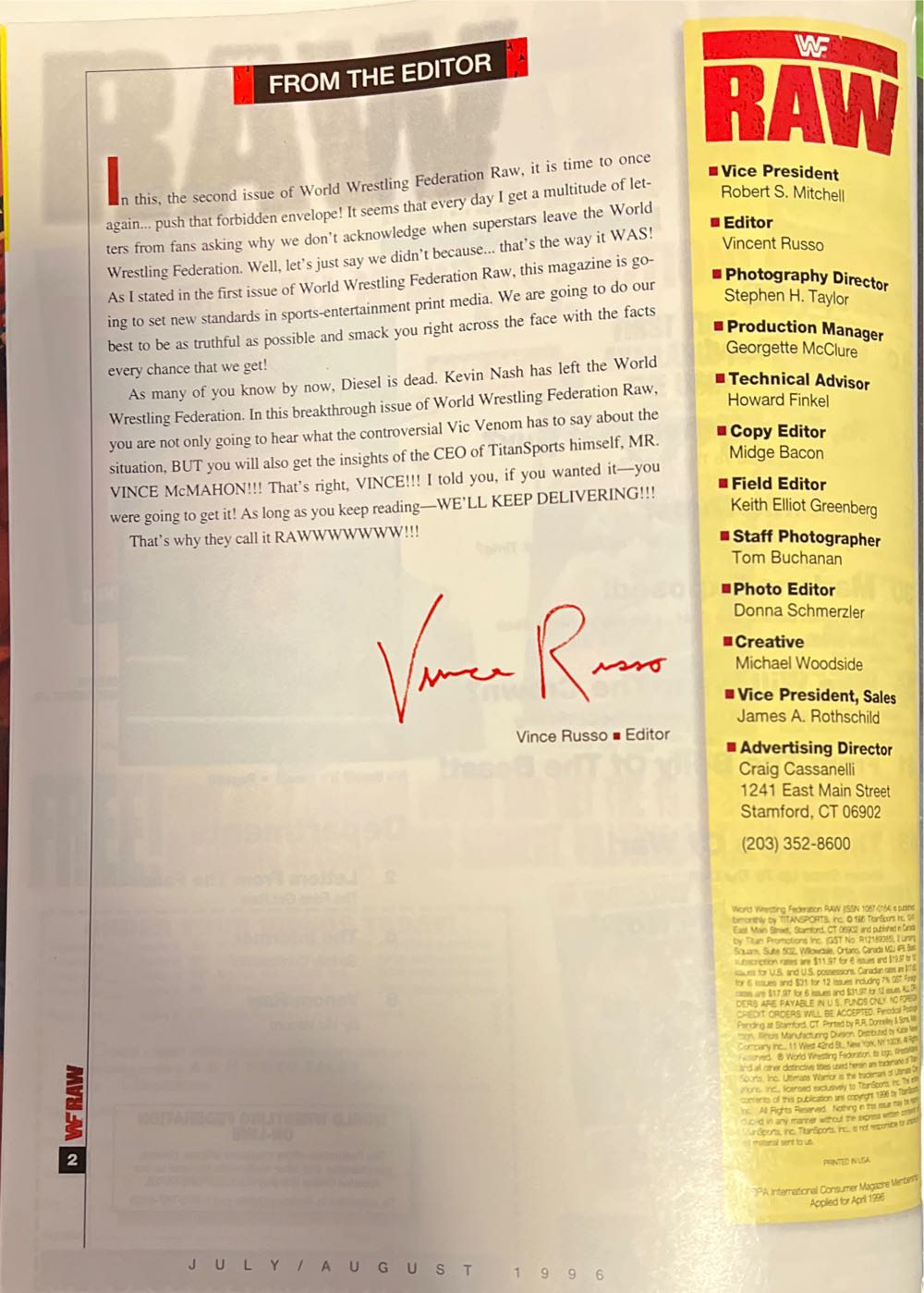 WWF Raw Magazine  (August) magazine collectible [Barcode 07189647483108] - Main Image 3