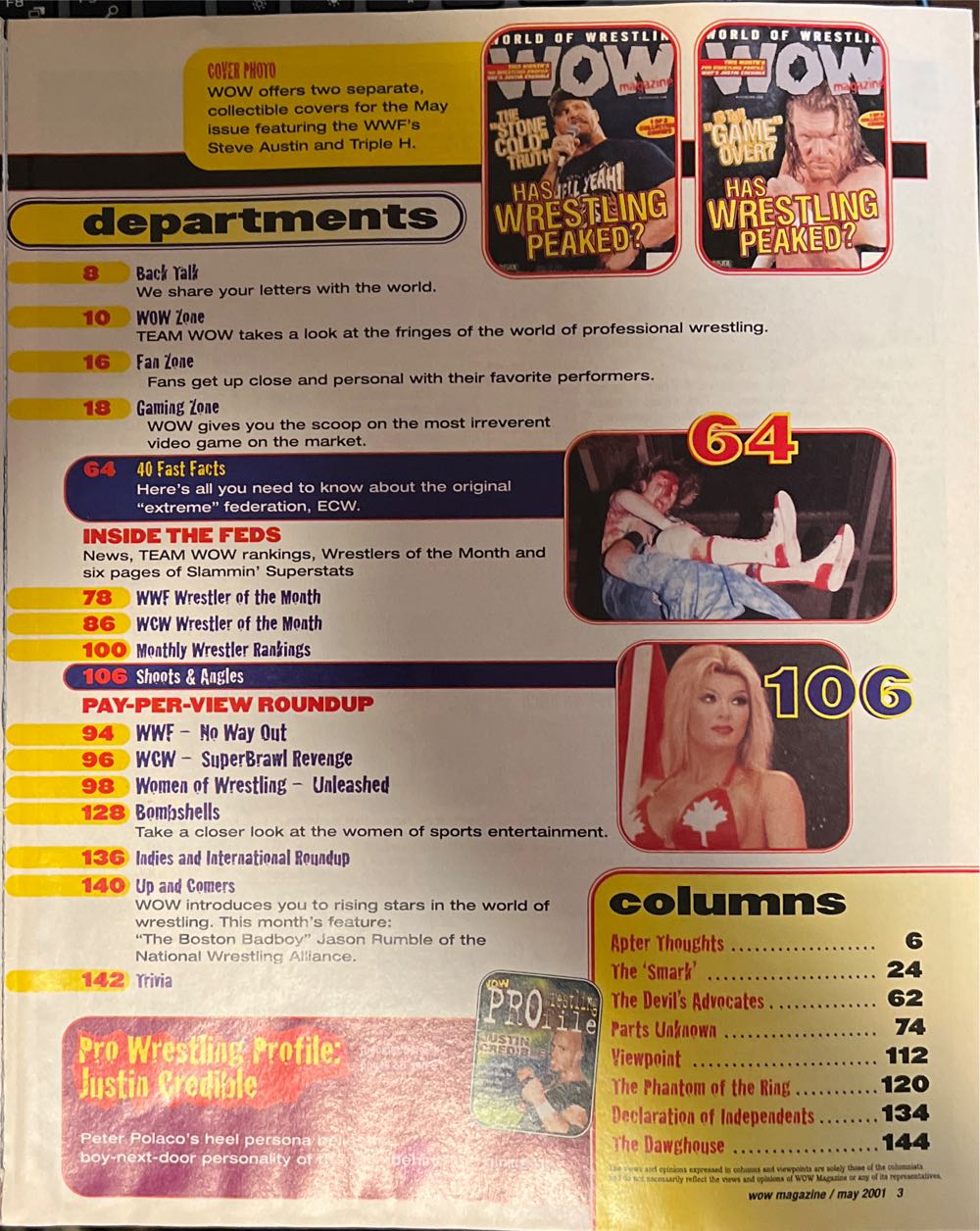 World Of Wrestling WOW Magazine  (May) magazine collectible [Barcode 01430235901805] - Main Image 3