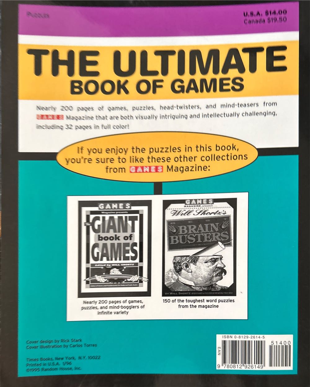 Games Magazine Biggest Book Of Games 2nd Giant Size  magazine collectible [Barcode 9780812926149] - Main Image 2