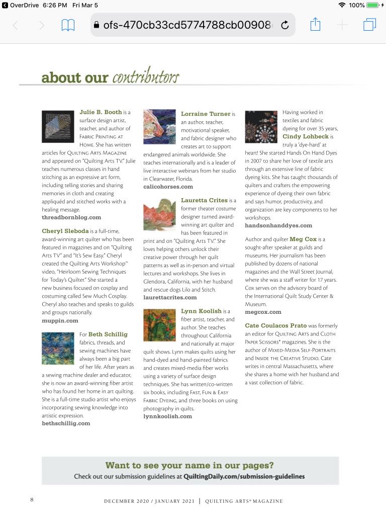 Quilting Arts Magazine  2020 December-January  (December) magazine collectible - Main Image 2