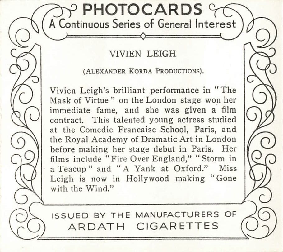 Ardath Cigarettes Photocard  magazine collectible - Main Image 2