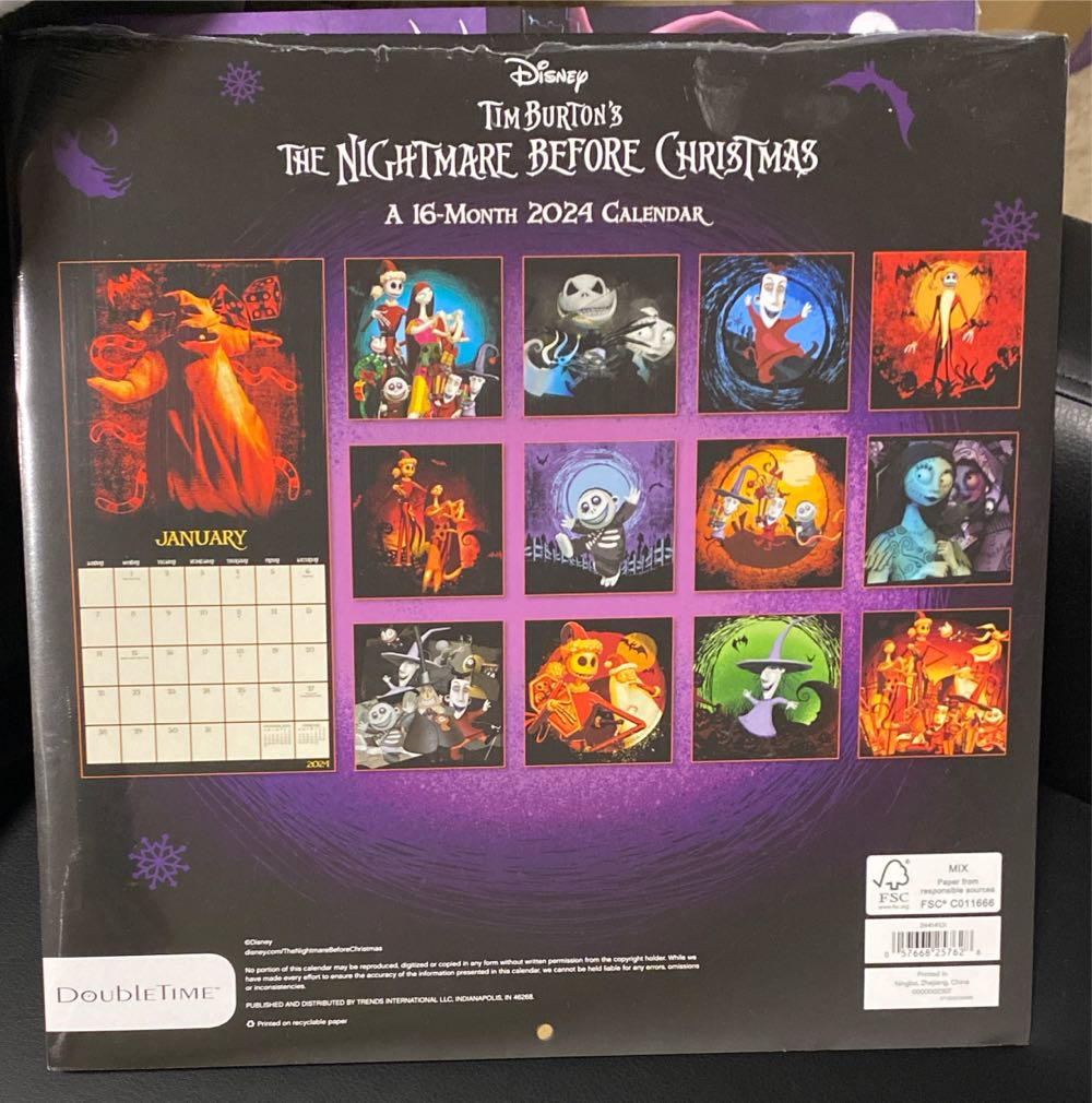 Disney Tim Burton’s The Nightmare Before Christmas (A 16-month 2024) Calendar  magazine collectible [Barcode 057662857688] - Main Image 2