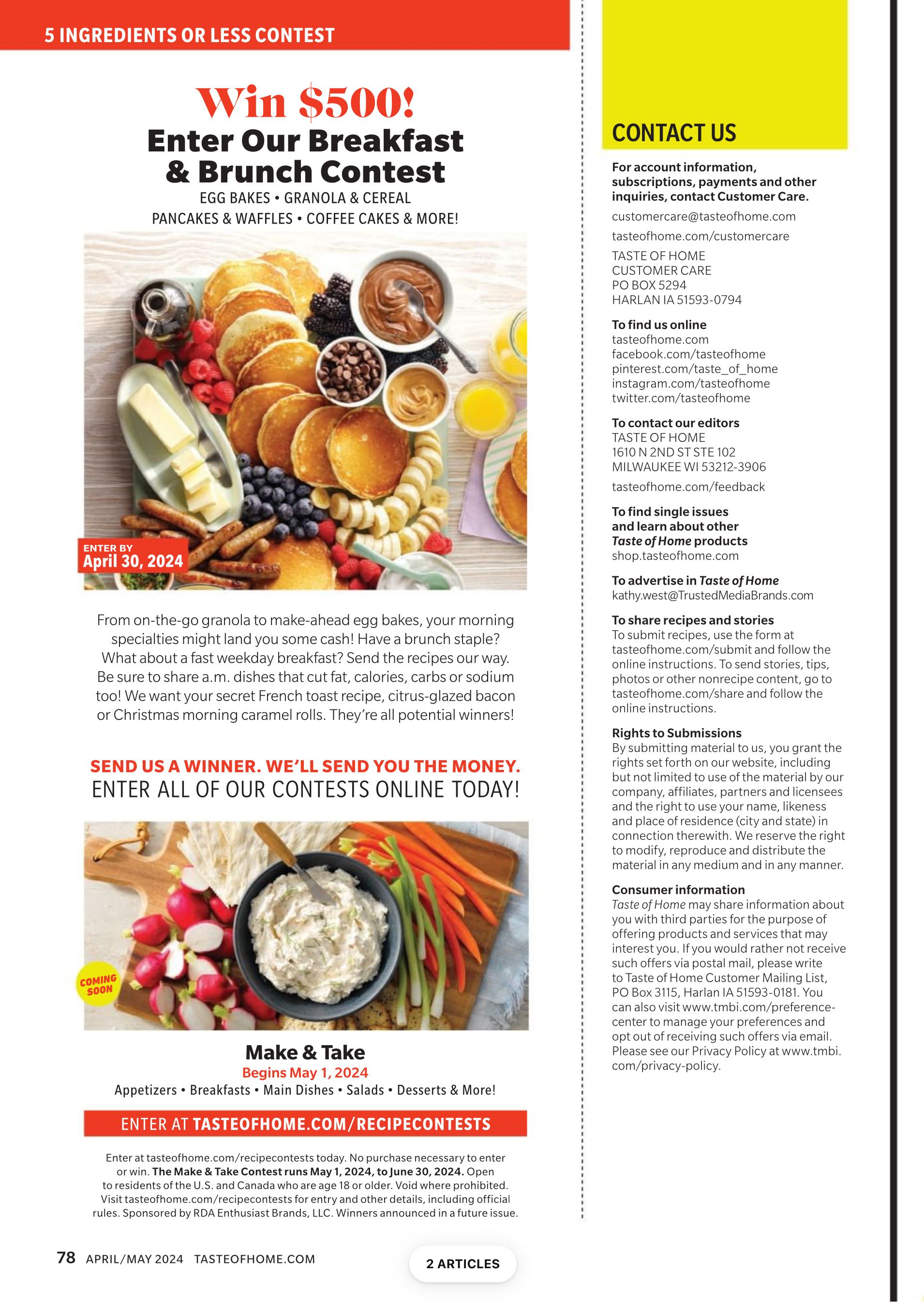 Taste of Home  2024 April-May  (April) magazine collectible - Main Image 2