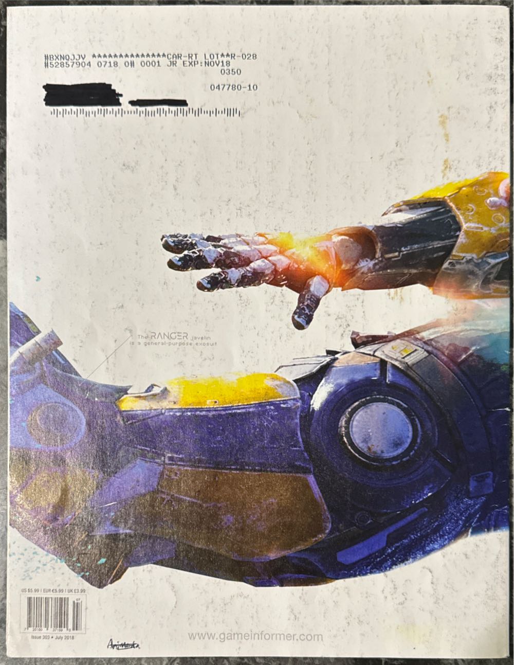 Game Informer 303 (Cover 4 of 4) Anthem  (July) magazine collectible [Barcode 72015037159007] - Main Image 2