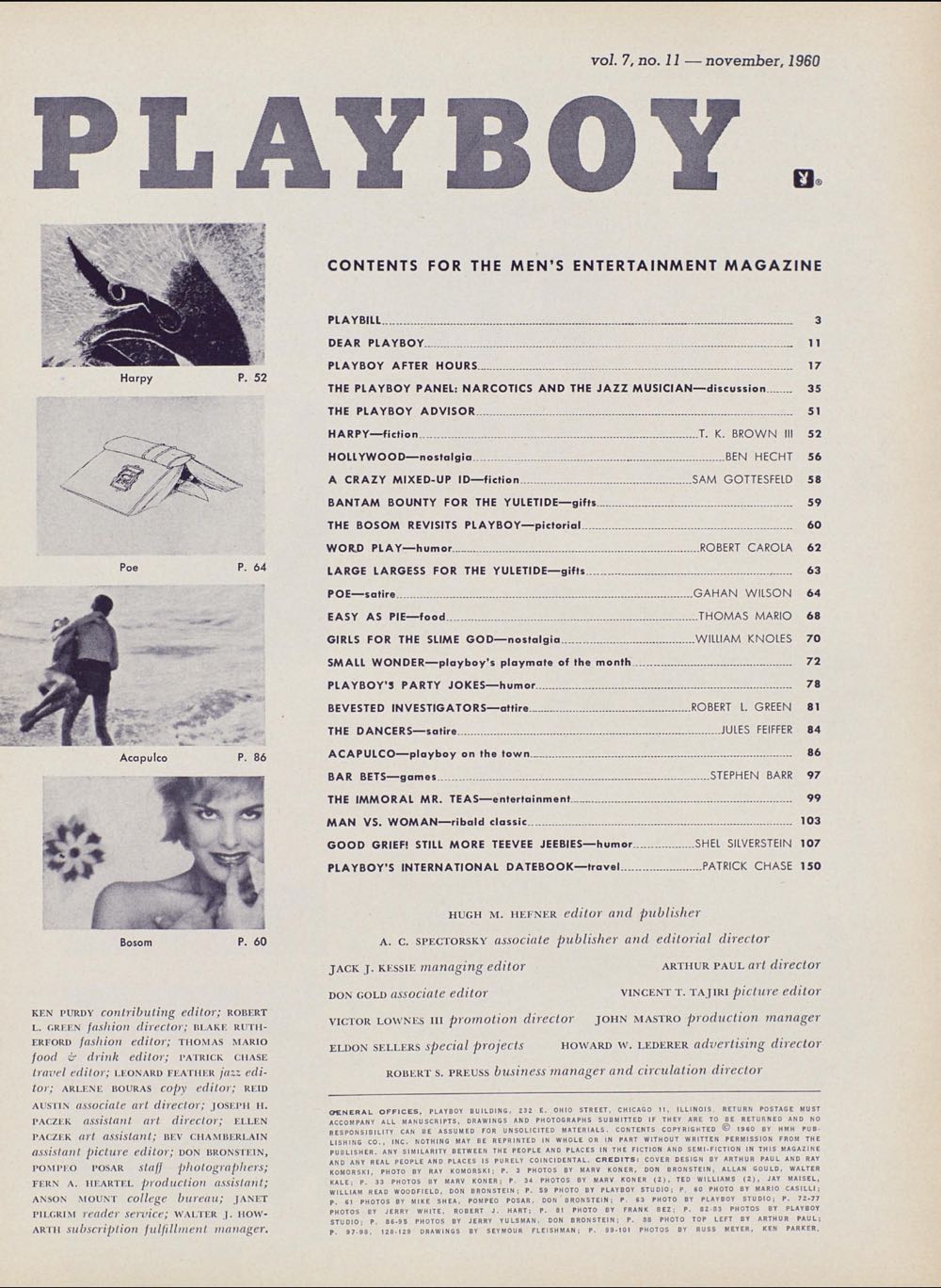 PB0711 Playboy November 1960  (November) magazine collectible - Main Image 2