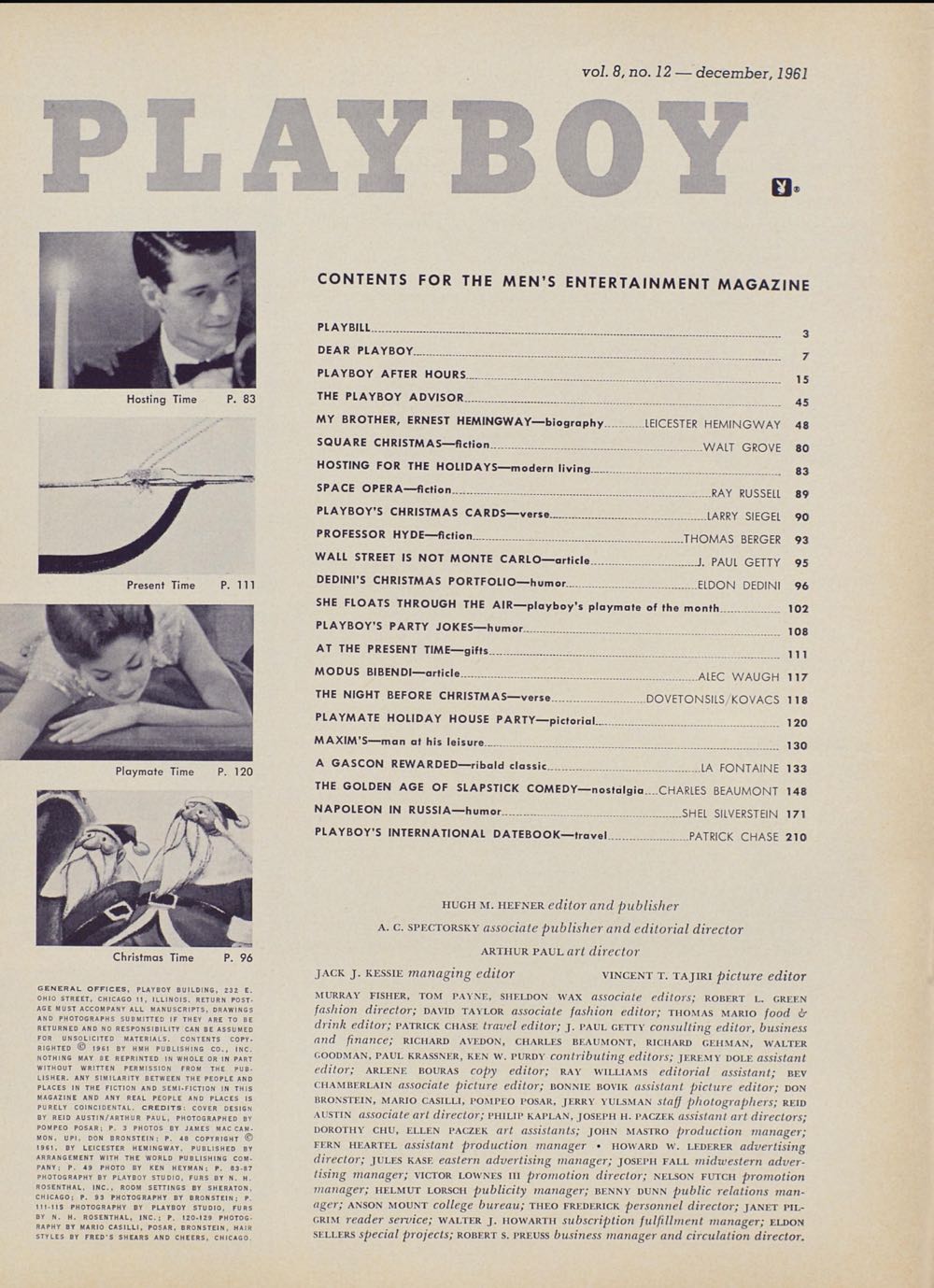 PB0812 Playboy December 1961  (December) magazine collectible - Main Image 2