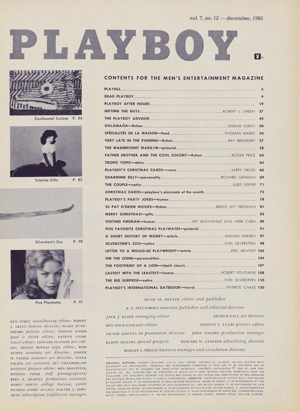 PB0712 Playboy December 1960  (December) magazine collectible - Main Image 2