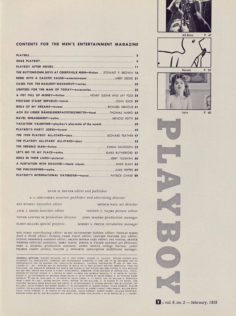 PB0602 Playboy February 1959  (February) magazine collectible - Main Image 2