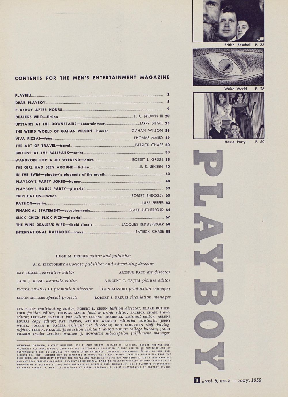 PB0605 Playboy May 1959  (May) magazine collectible - Main Image 2