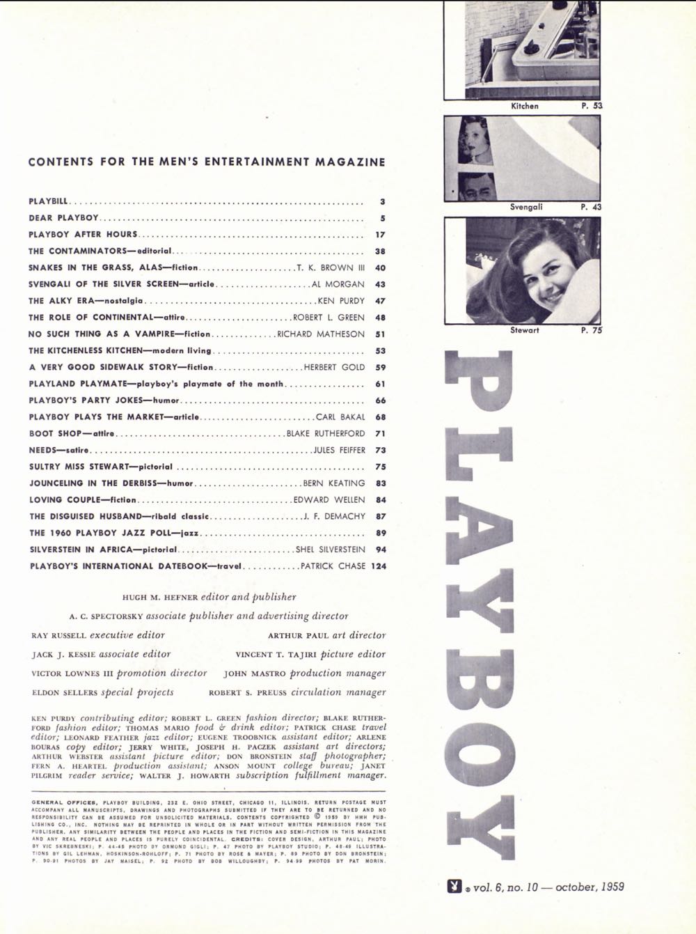 PB0610 Playboy October 1959  (October) magazine collectible - Main Image 2