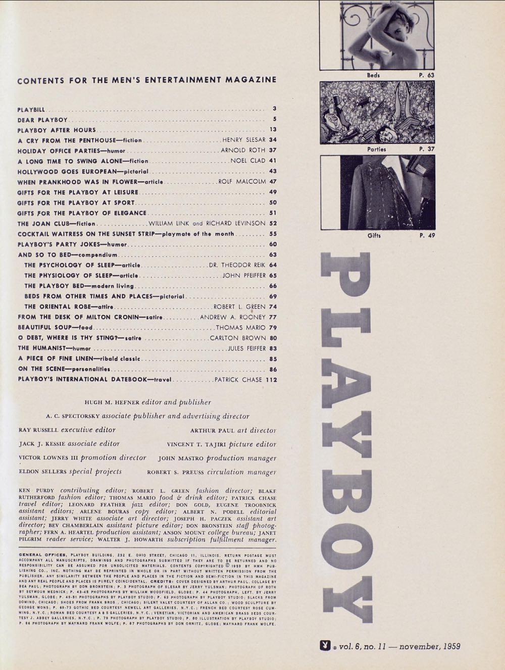 PB0611 Playboy November 1959  (November) magazine collectible - Main Image 2