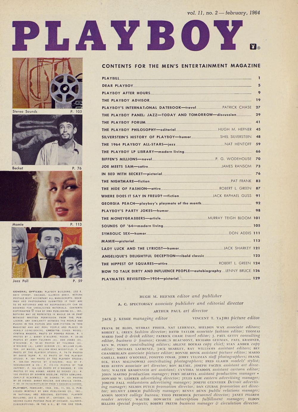 PB1102 Playboy February 1964  (February) magazine collectible - Main Image 2