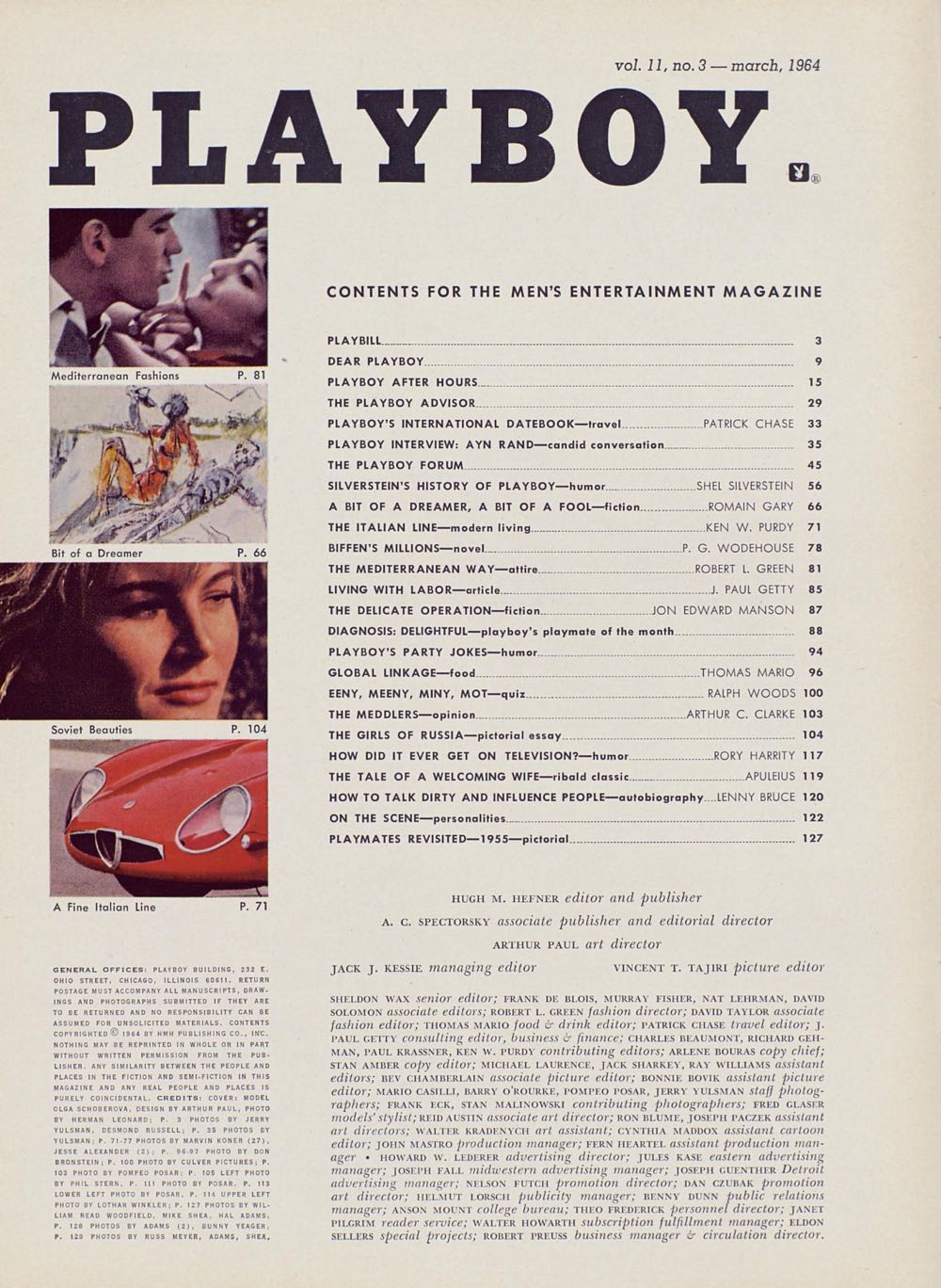 PB1103 Playboy March 1964  (March) magazine collectible - Main Image 2