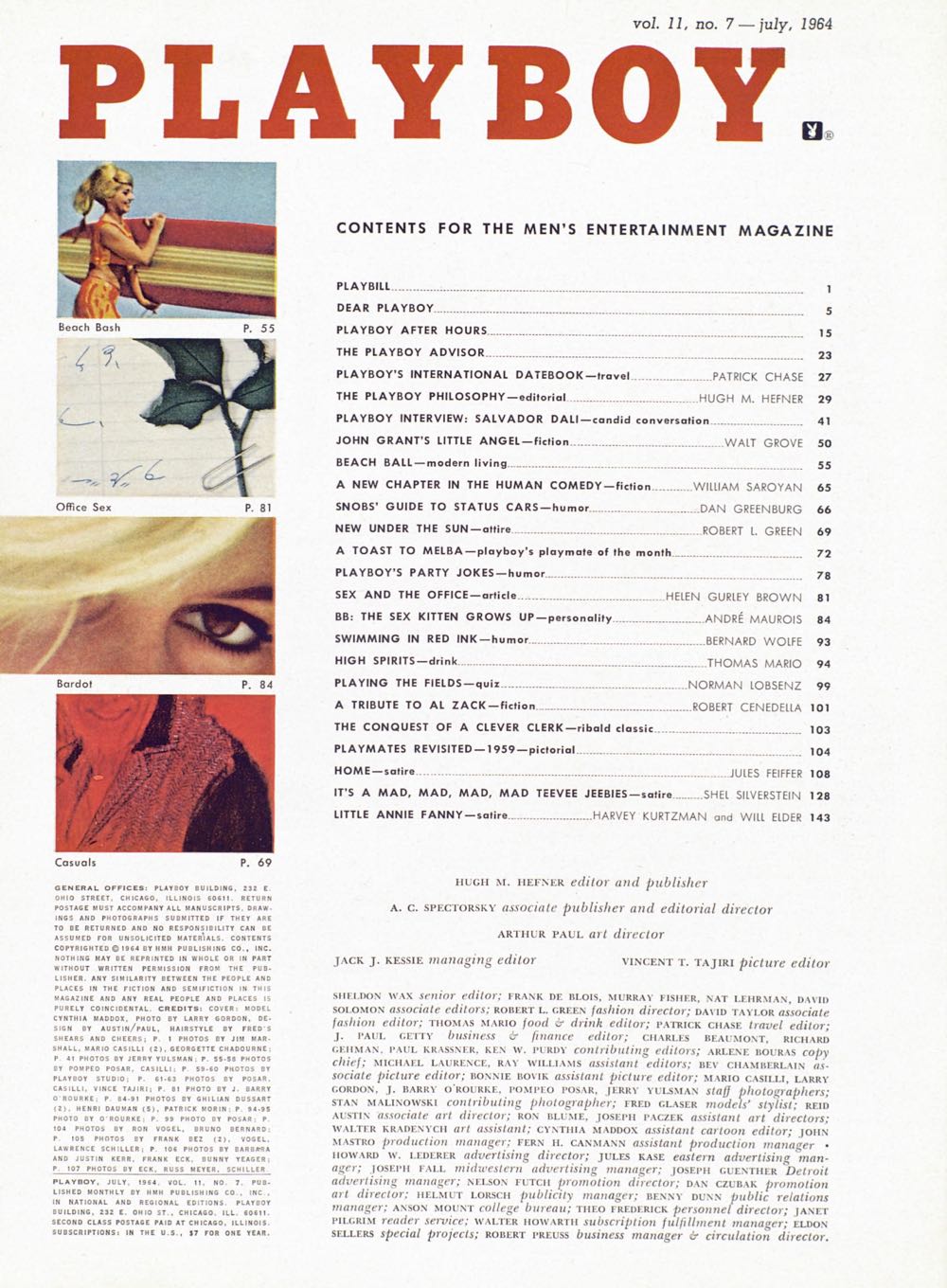 PB1107 Playboy July 1964  (July) magazine collectible - Main Image 2