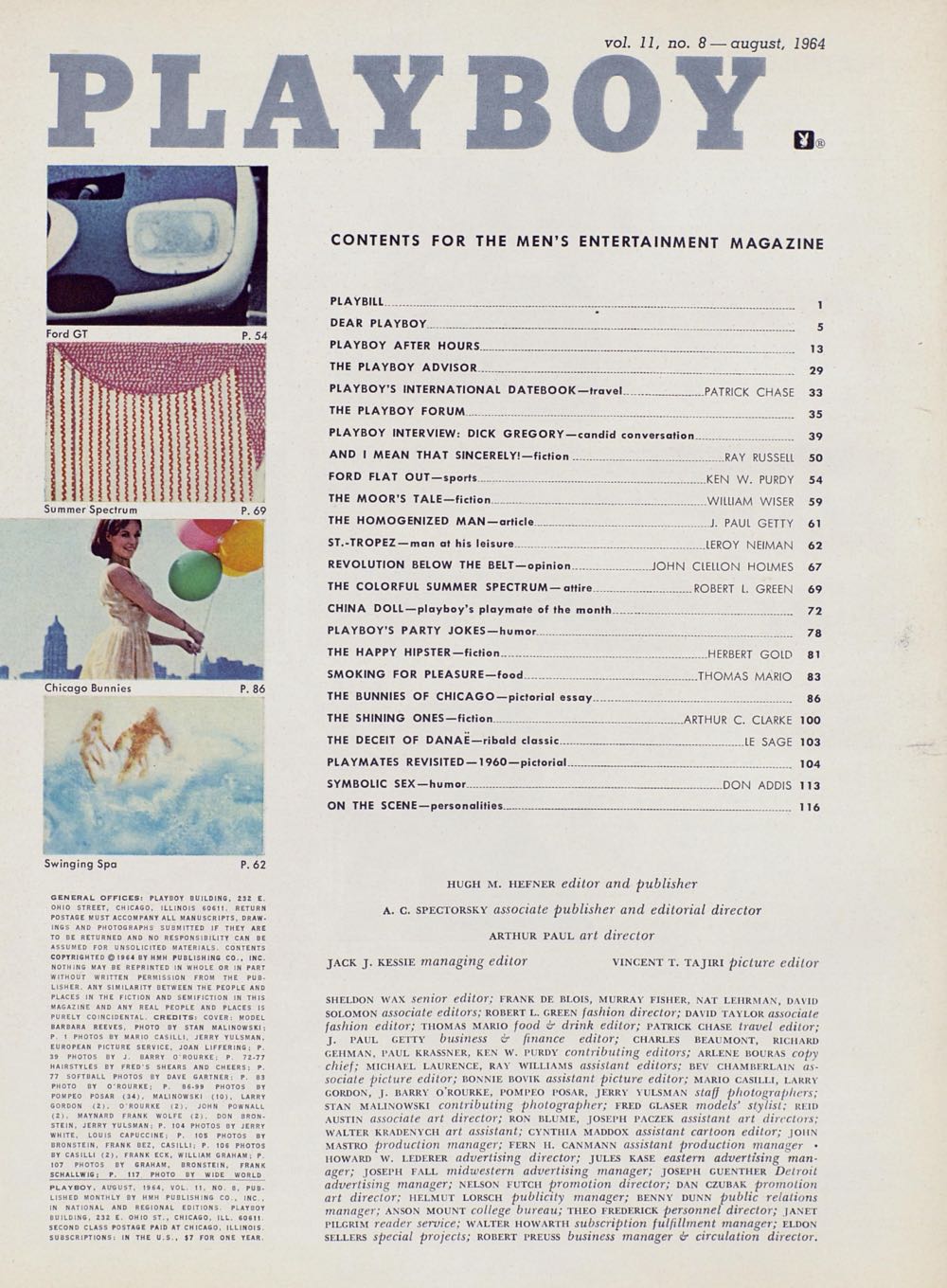 PB1108 Playboy August 1964  (August) magazine collectible - Main Image 2