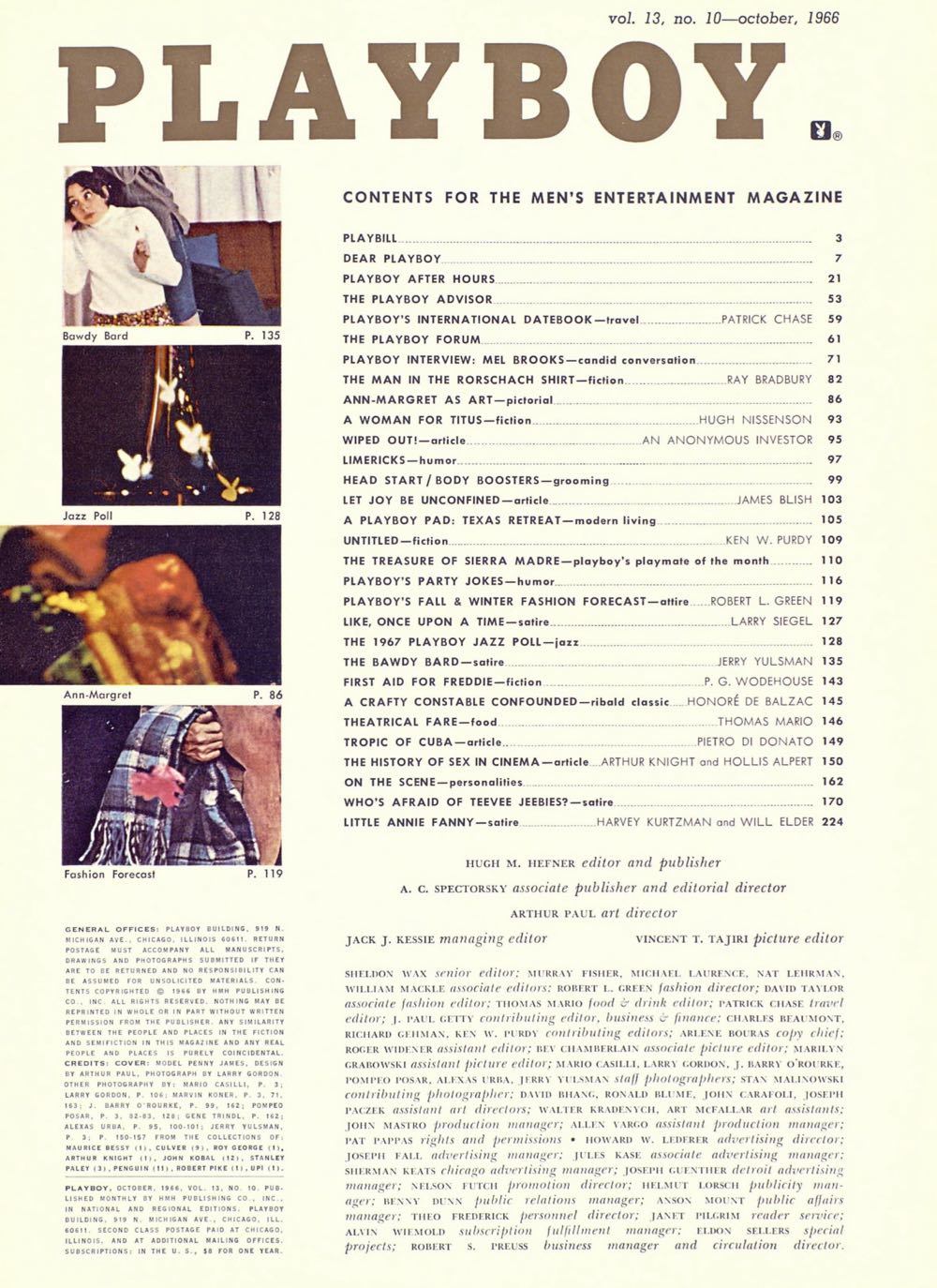 PB1310 Playboy October 1966  (October) magazine collectible - Main Image 2