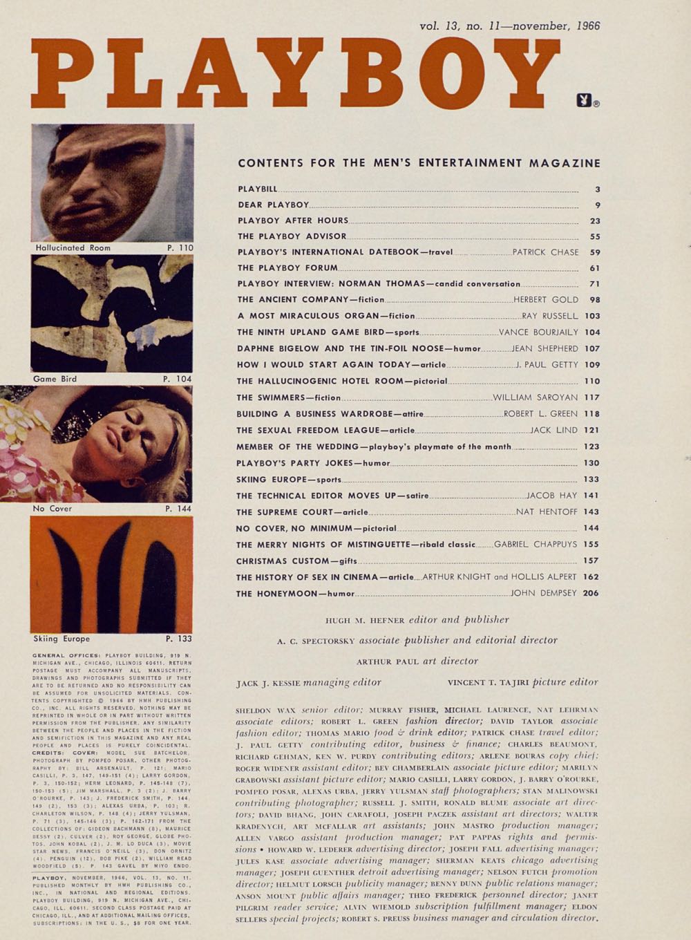 PB1311 Playboy November 1966  (November) magazine collectible - Main Image 2