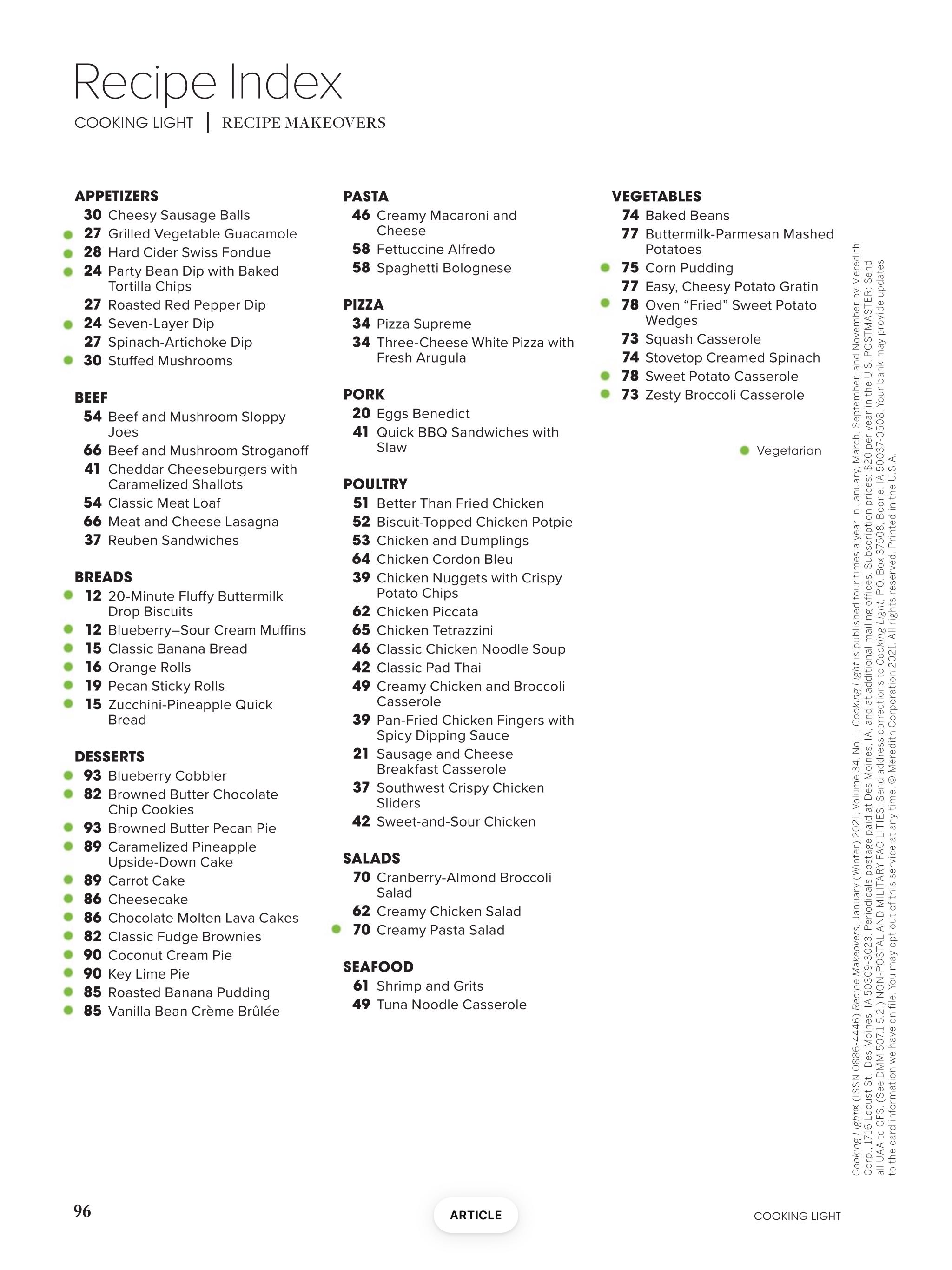 Cooking Light Recipe Makeovers Winter 2021 January  (January) magazine collectible - Main Image 2