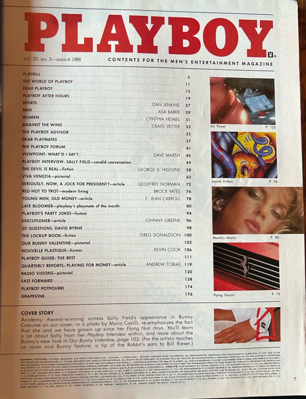 Playboy March 1986  (March) magazine collectible - Main Image 2