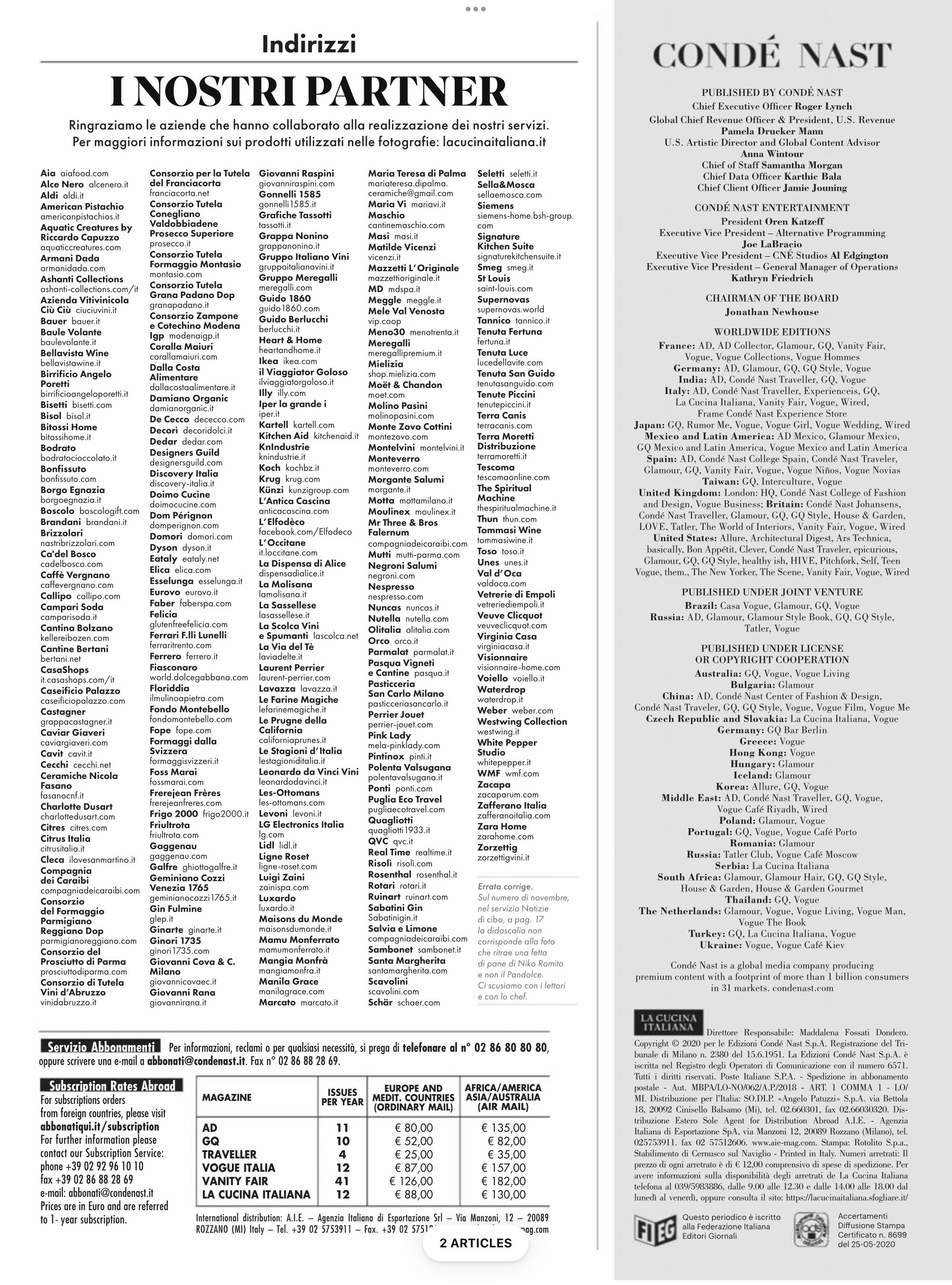 La Cucina Italiana  2020 Dicembre  (December) magazine collectible - Main Image 2