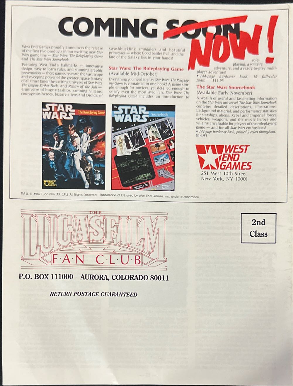 The LucasFilm Fan Club Magazine  (October) magazine collectible - Main Image 2