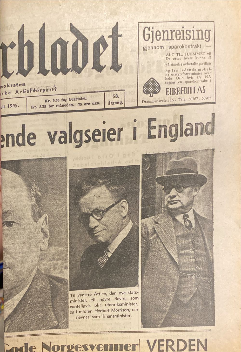 Arbeiderbladet (H)  (July) magazine collectible - Main Image 2