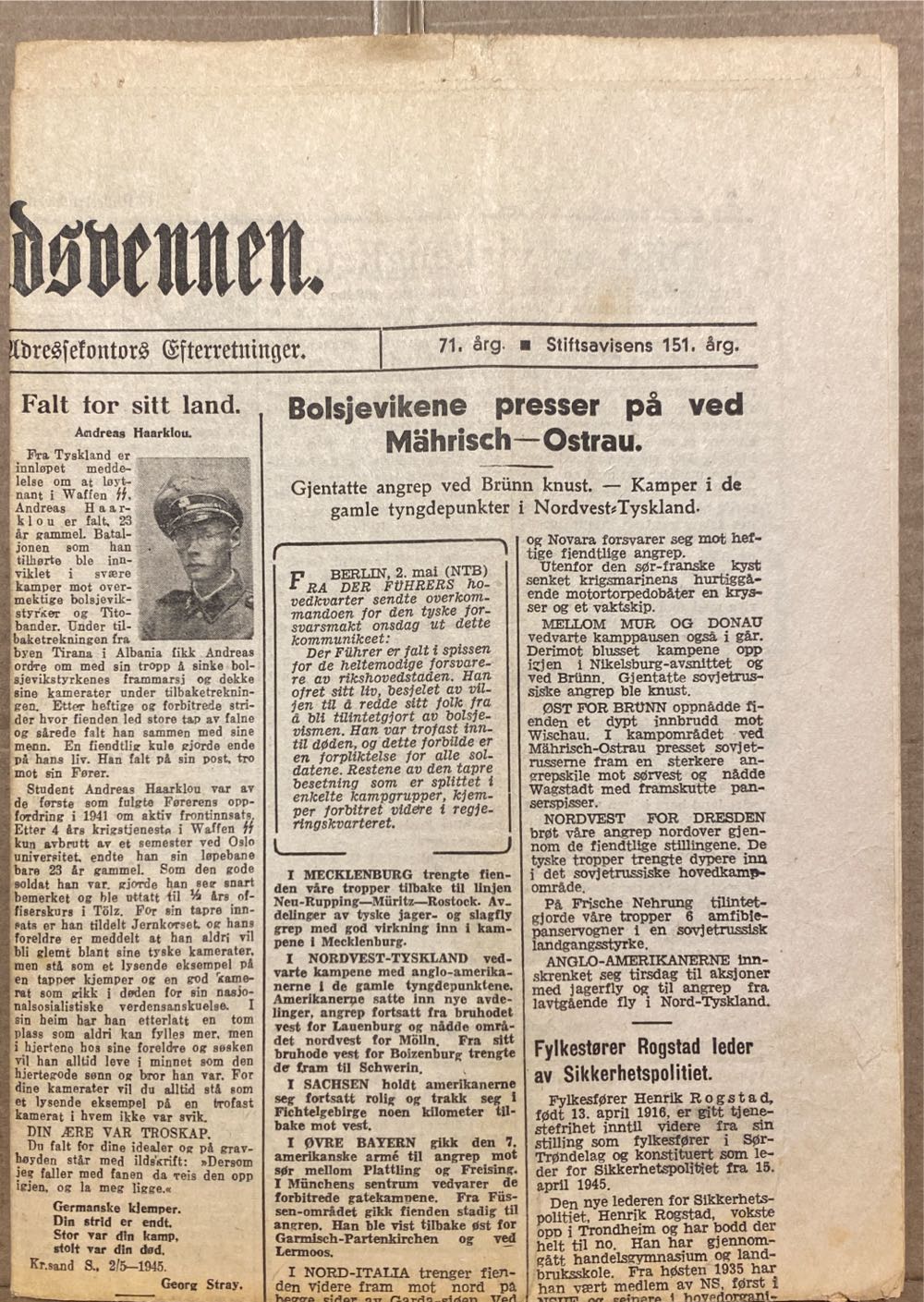 Fædrelandsvennen (H)  (May) magazine collectible - Main Image 2