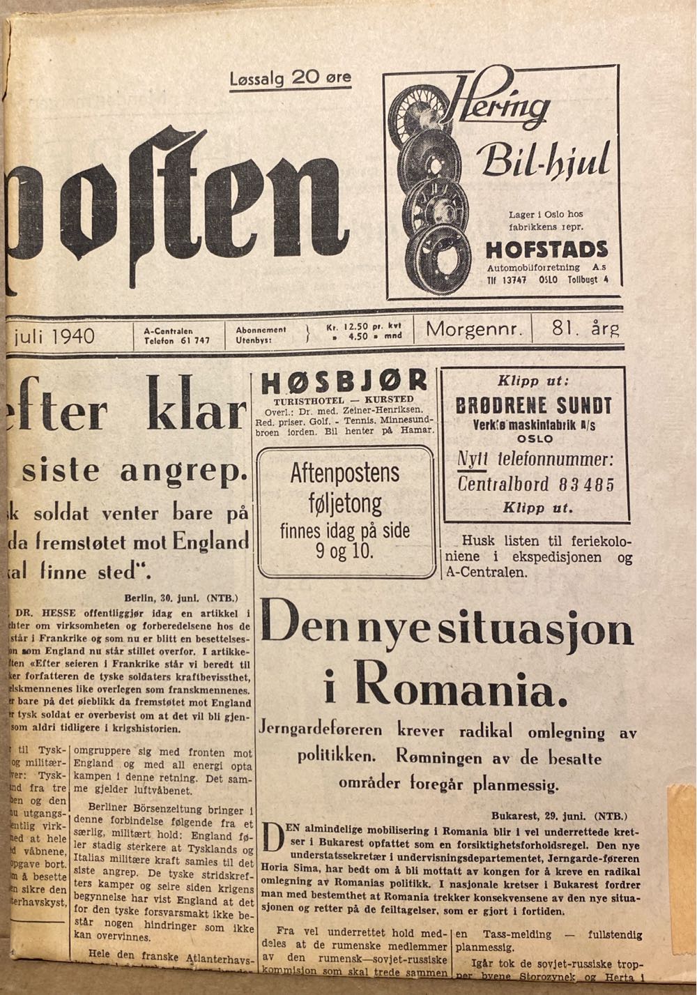 Aftenposten (H)  (June) magazine collectible - Main Image 2