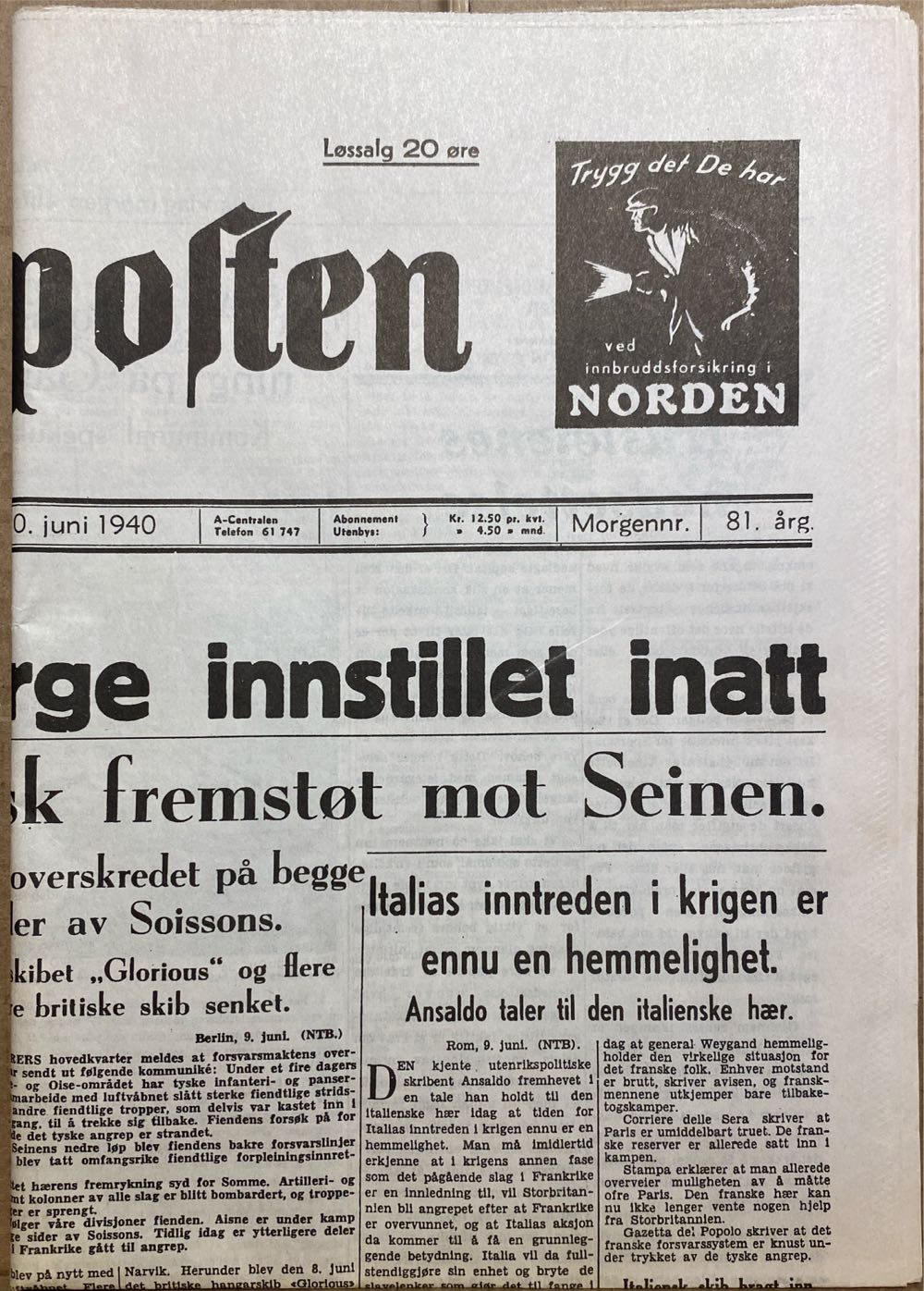 Aftenposten (H)  (June) magazine collectible - Main Image 2