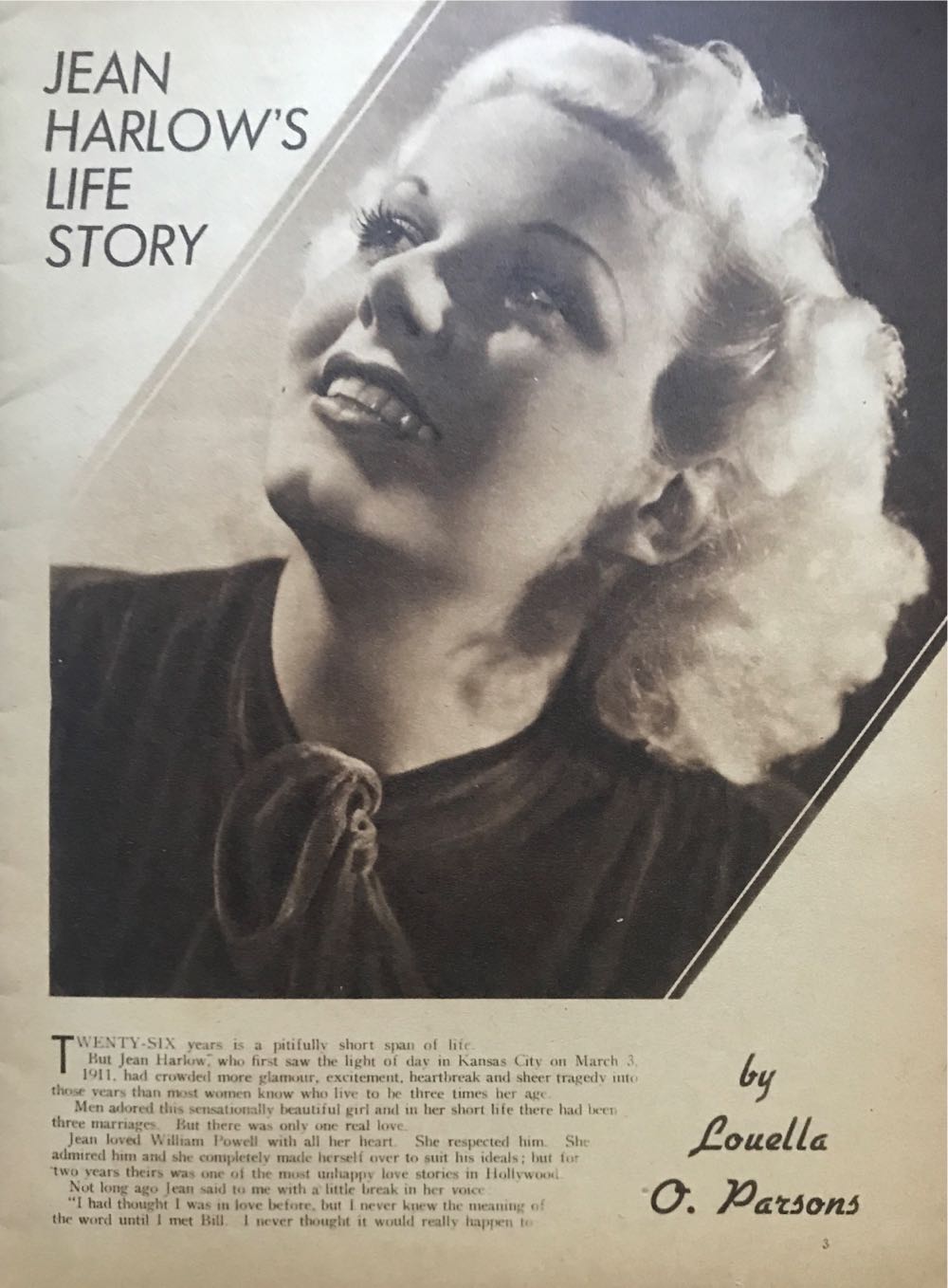 Jean Harlow’s Life Story by Louella O. Parsons  magazine collectible - Main Image 3