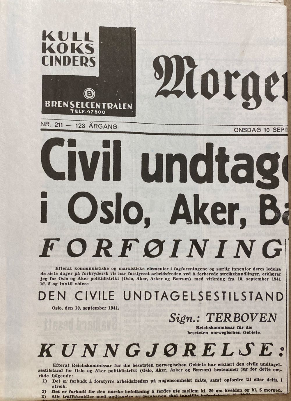 Morgenbladet (H) (September) magazine collectible - Main Image 1