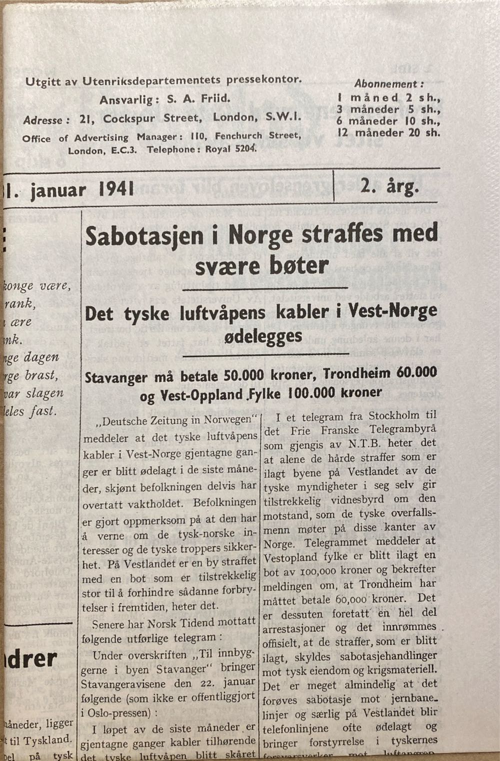 Norsk Tidend (H)  (January) magazine collectible - Main Image 2