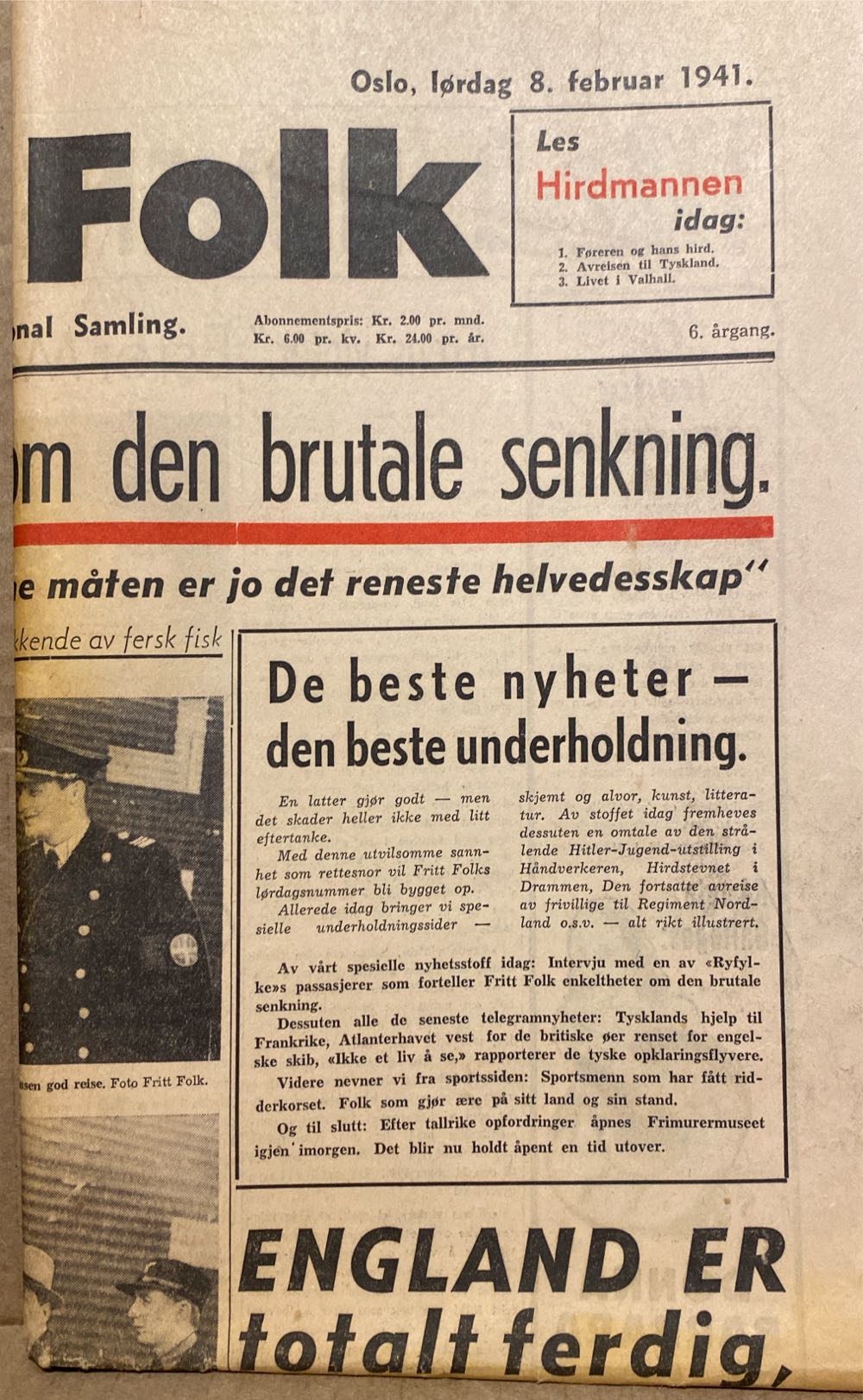 Fritt Folk (H)  (February) magazine collectible - Main Image 2