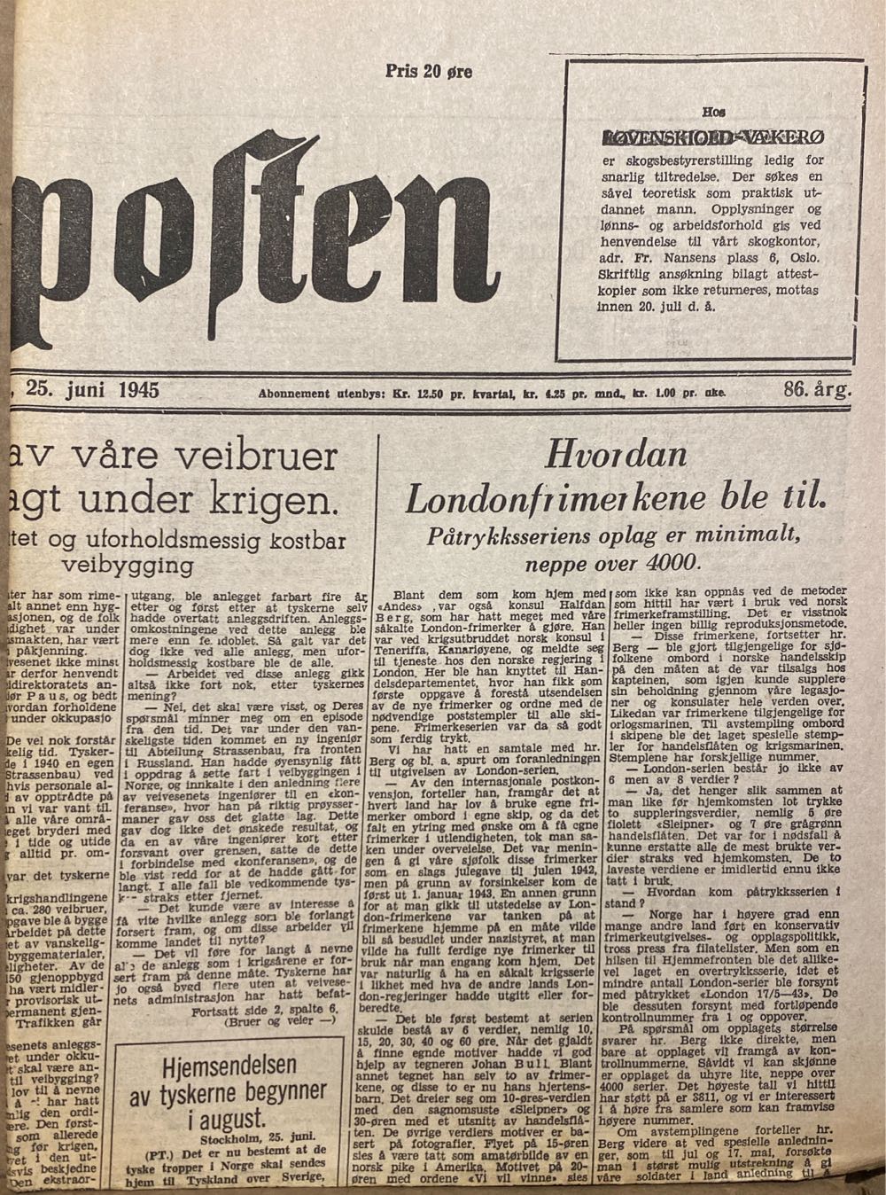 Aftenposten (H)  (June) magazine collectible - Main Image 2