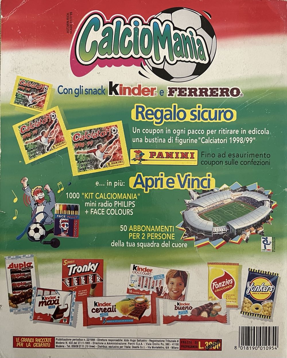 Calciatori 1998-99  magazine collectible [Barcode 8018190010954] - Main Image 2